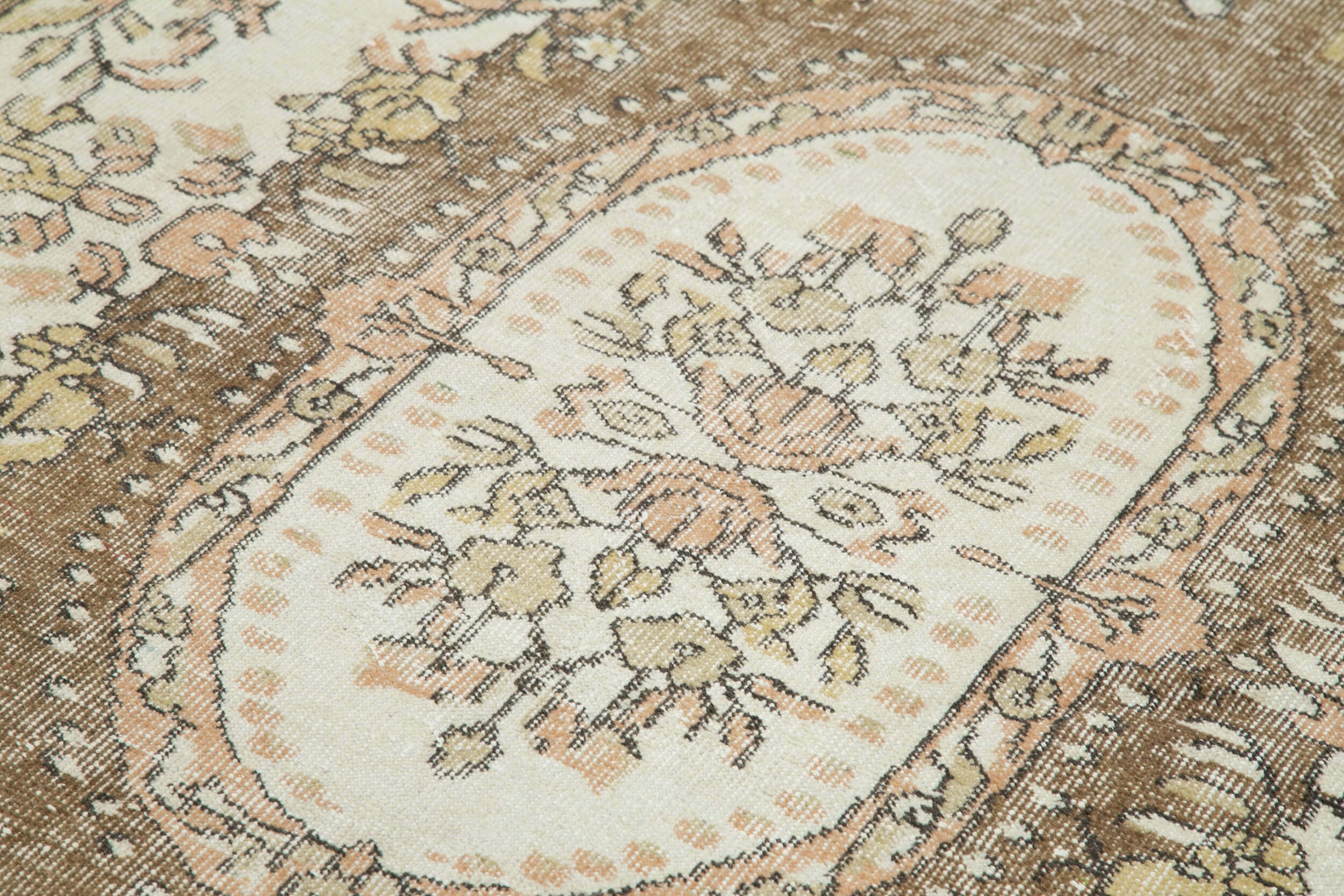 Handmade Wool Area Rug – Vintage Cotton Rug Beige Area Carpet 6'3''x10'0''