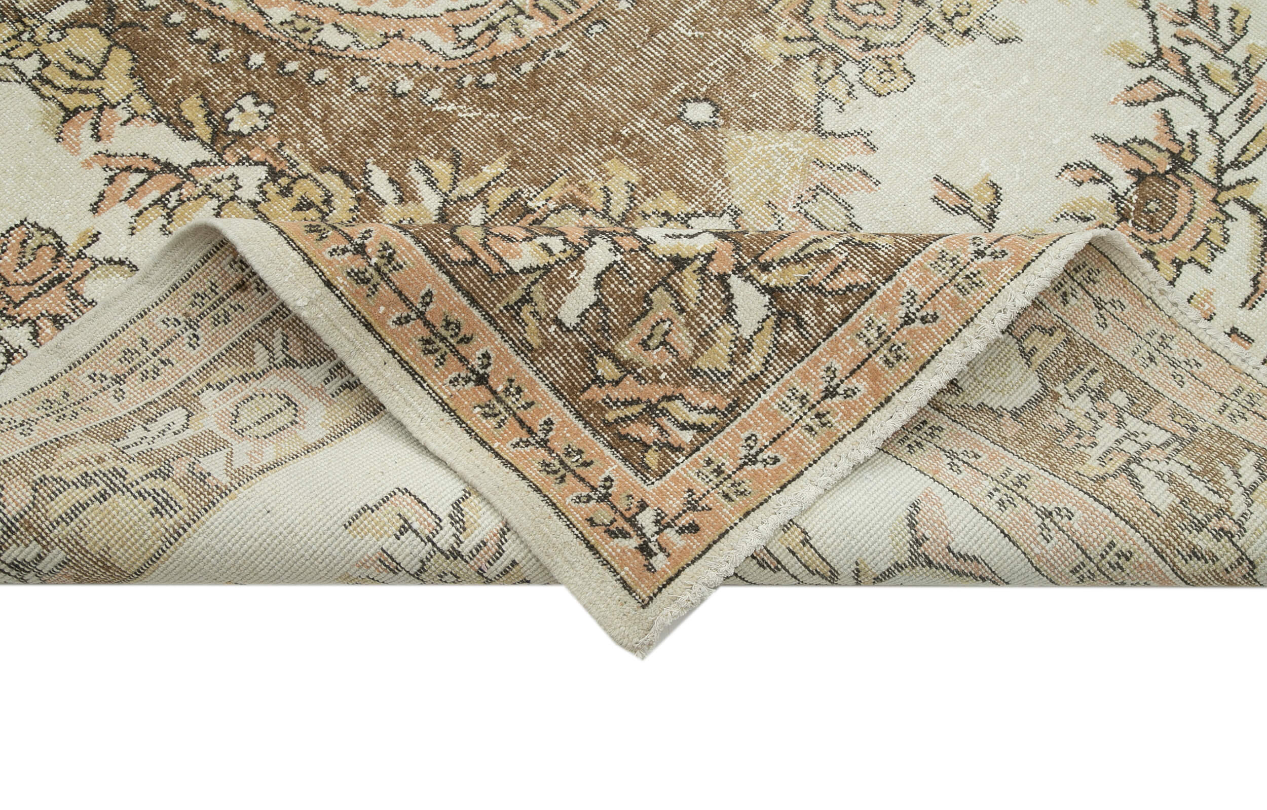 Handmade Wool Area Rug – Vintage Cotton Rug Beige Area Carpet 6'3''x10'0''