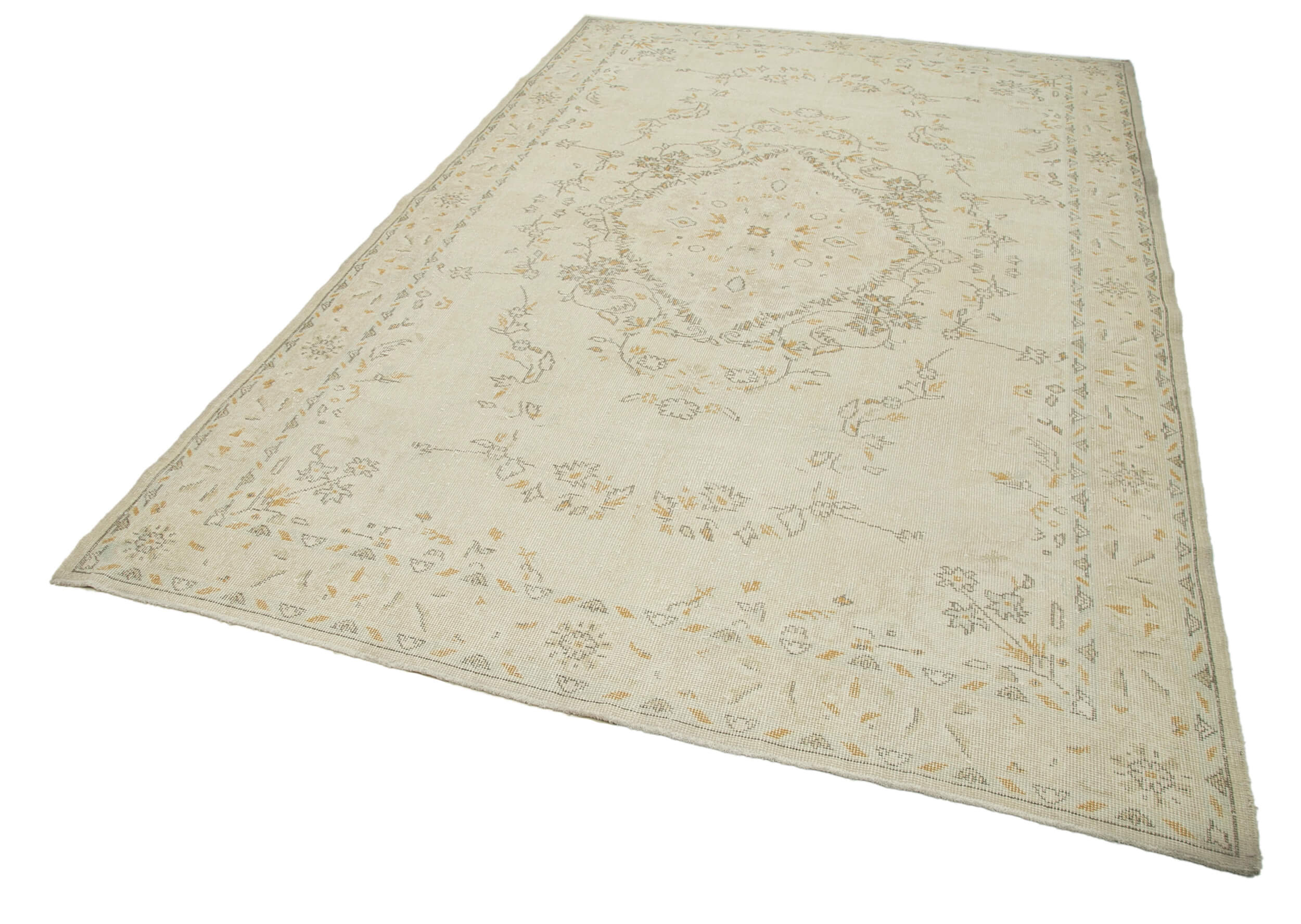 Handmade Wool Area Rug – Vintage Cotton Rug Beige 6'5'' x 10'0'' Classic Mat