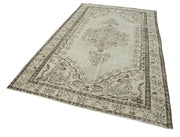 Handmade Wool Area Rug – Vintage Cotton Rug 5'7'' x 9'1'' Beige Turkish Design