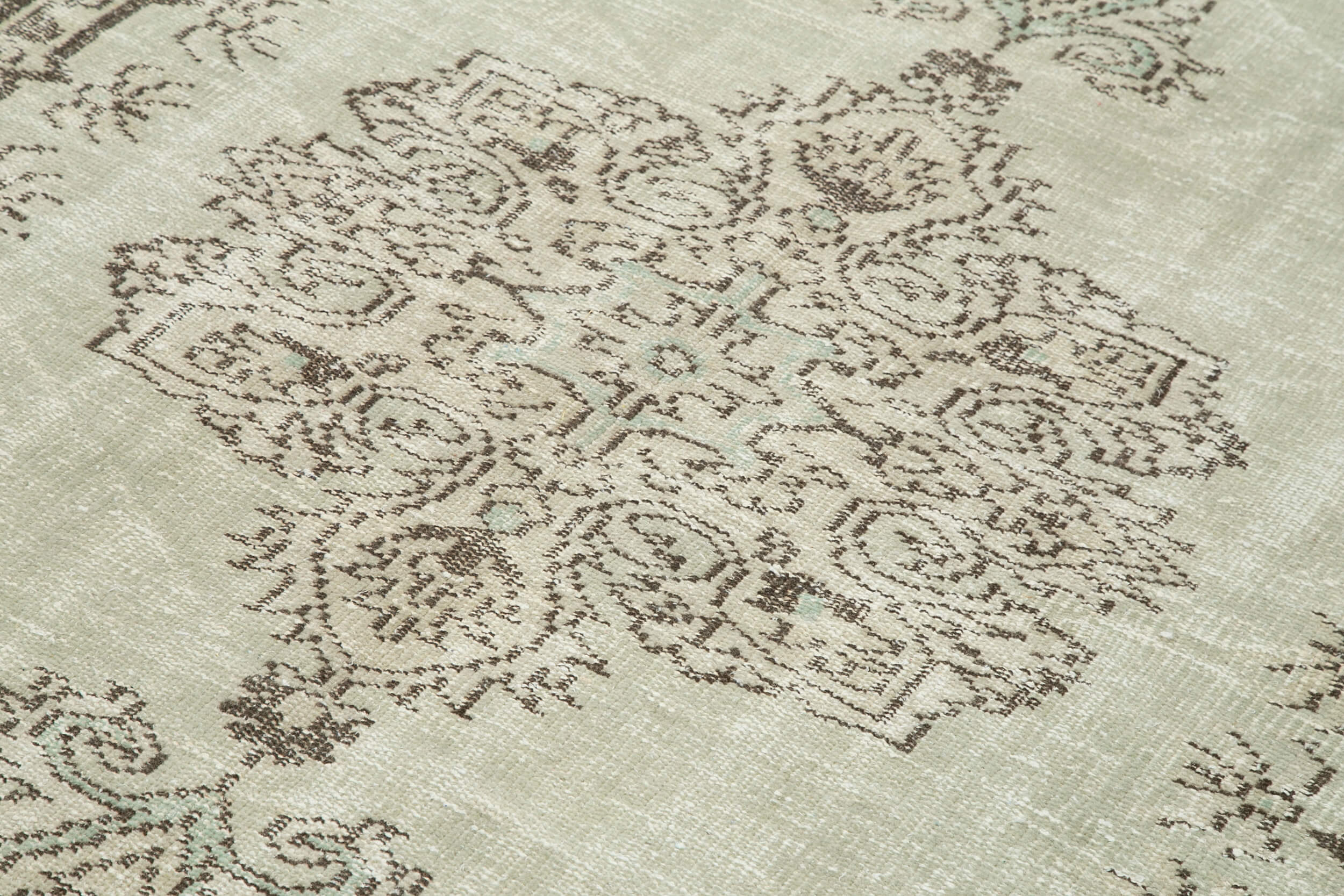 Handmade Wool Area Rug – Vintage Cotton Rug 5'7'' x 9'1'' Beige Turkish Design