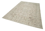 Handmade Vintage Area Rug – Beige Wool Carpet, Turkish Hand Knotted 6'8''x10'1''