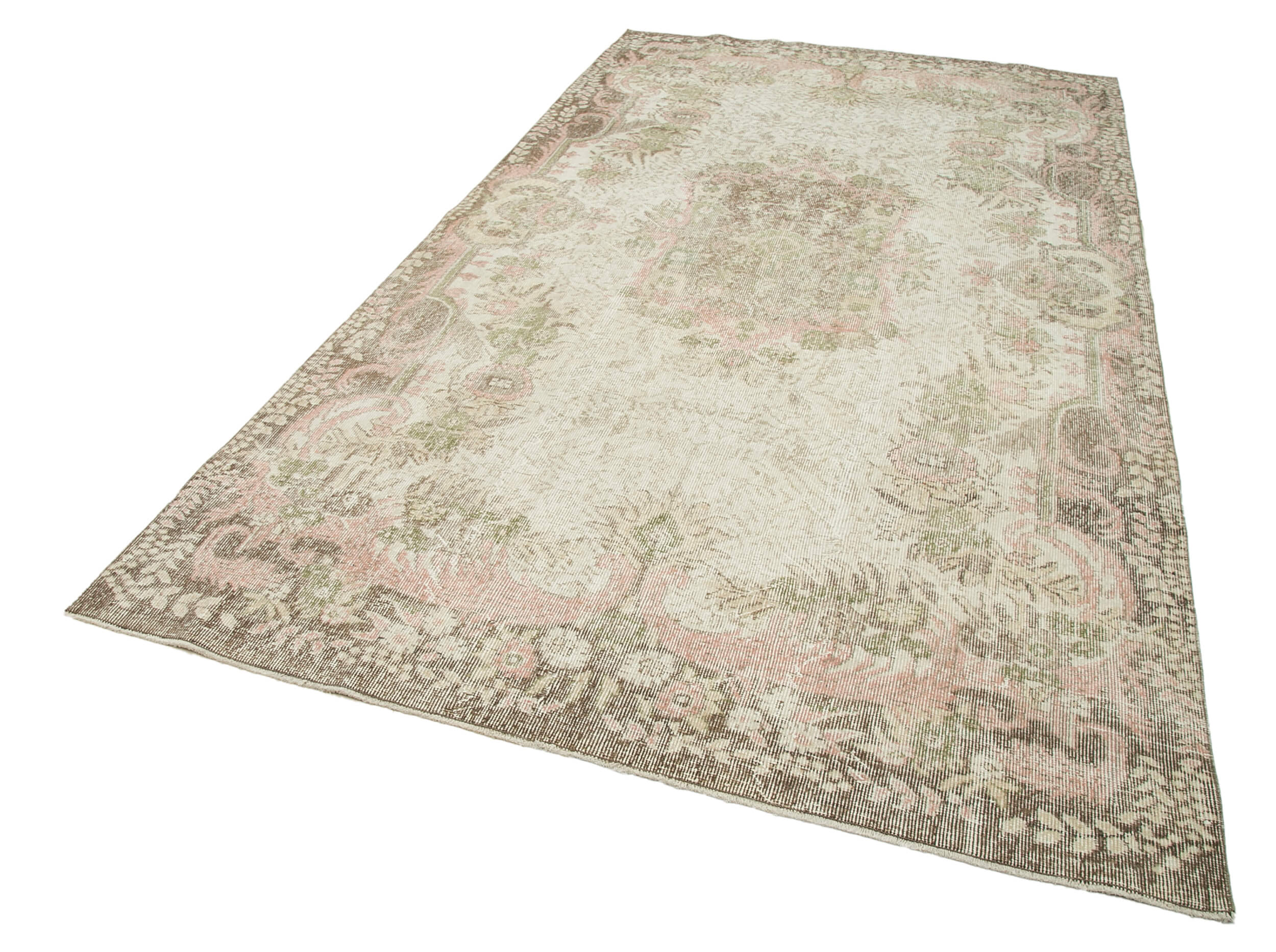 Handmade Wool Area Rug – Vintage Cotton Rug 6x10, Neutral Beige Classic Style