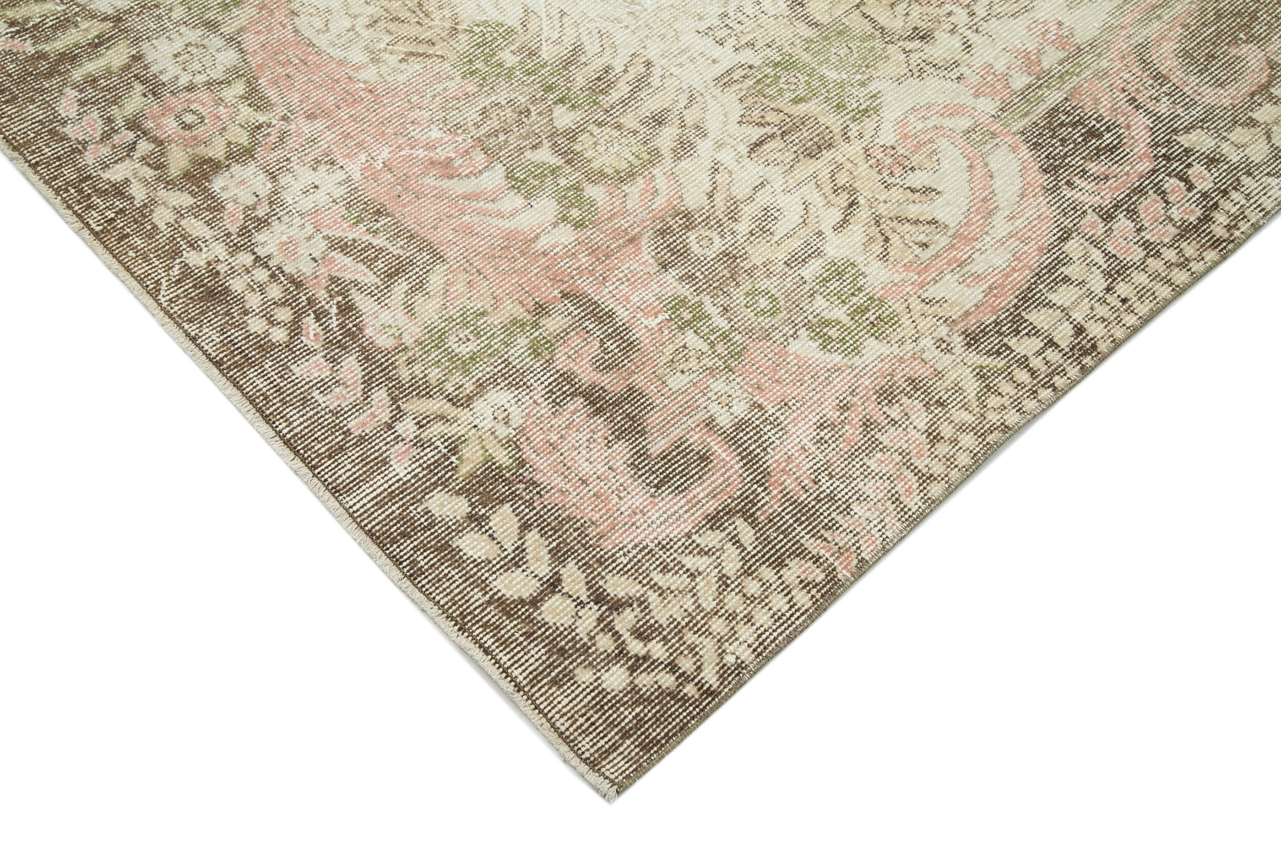Handmade Wool Area Rug – Vintage Cotton Rug 6x10, Neutral Beige Classic Style