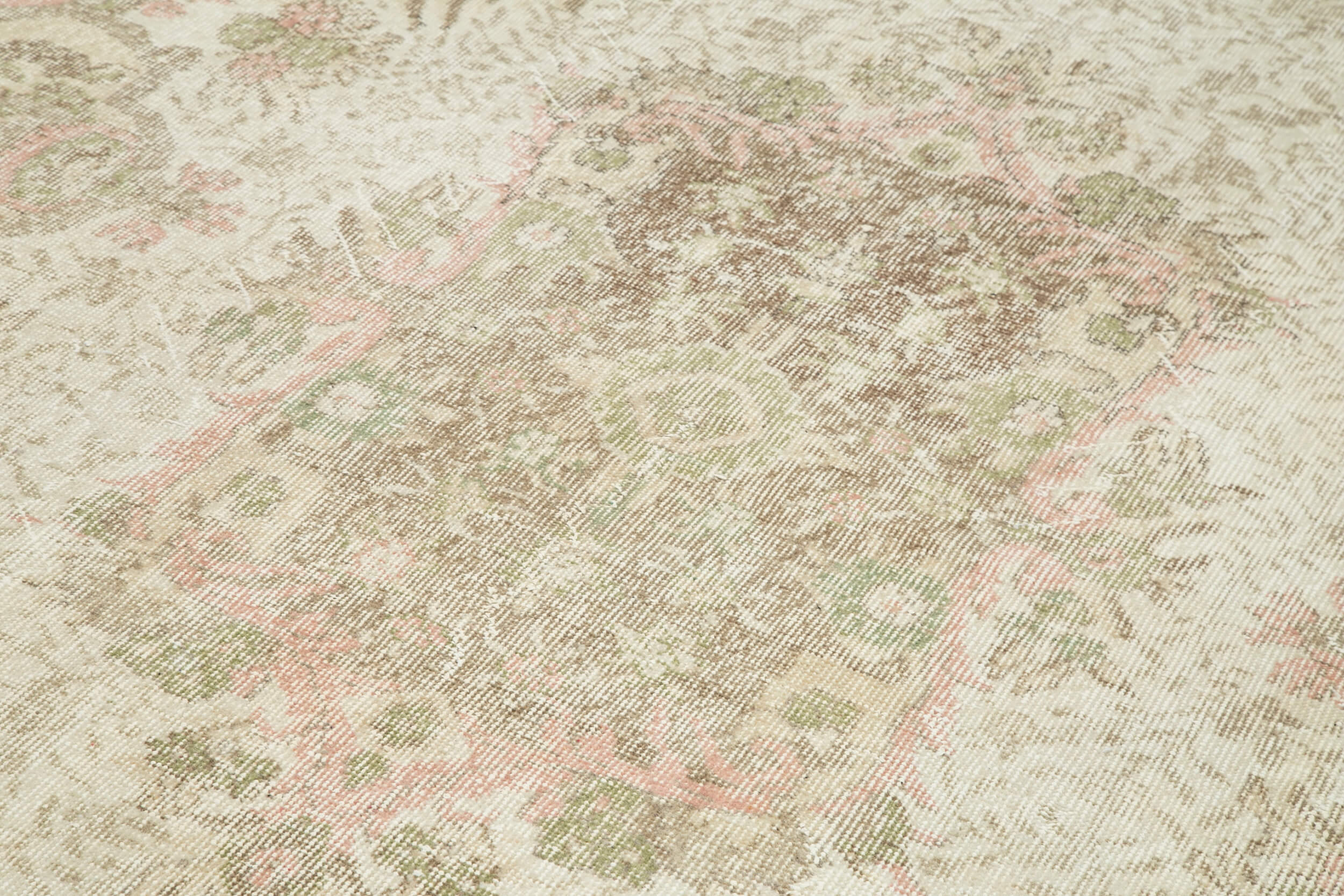 Handmade Wool Area Rug – Vintage Cotton Rug 6x10, Neutral Beige Classic Style