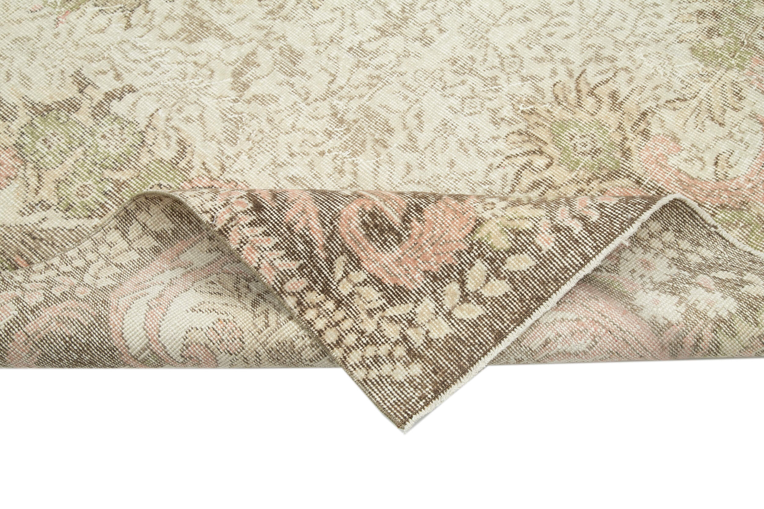 Handmade Wool Area Rug – Vintage Cotton Rug 6x10, Neutral Beige Classic Style