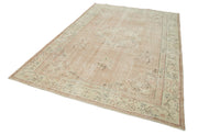 Vintage Handmade Area Rug – Beige Cotton Wool Carpet 6x10 Classic Turkish Design