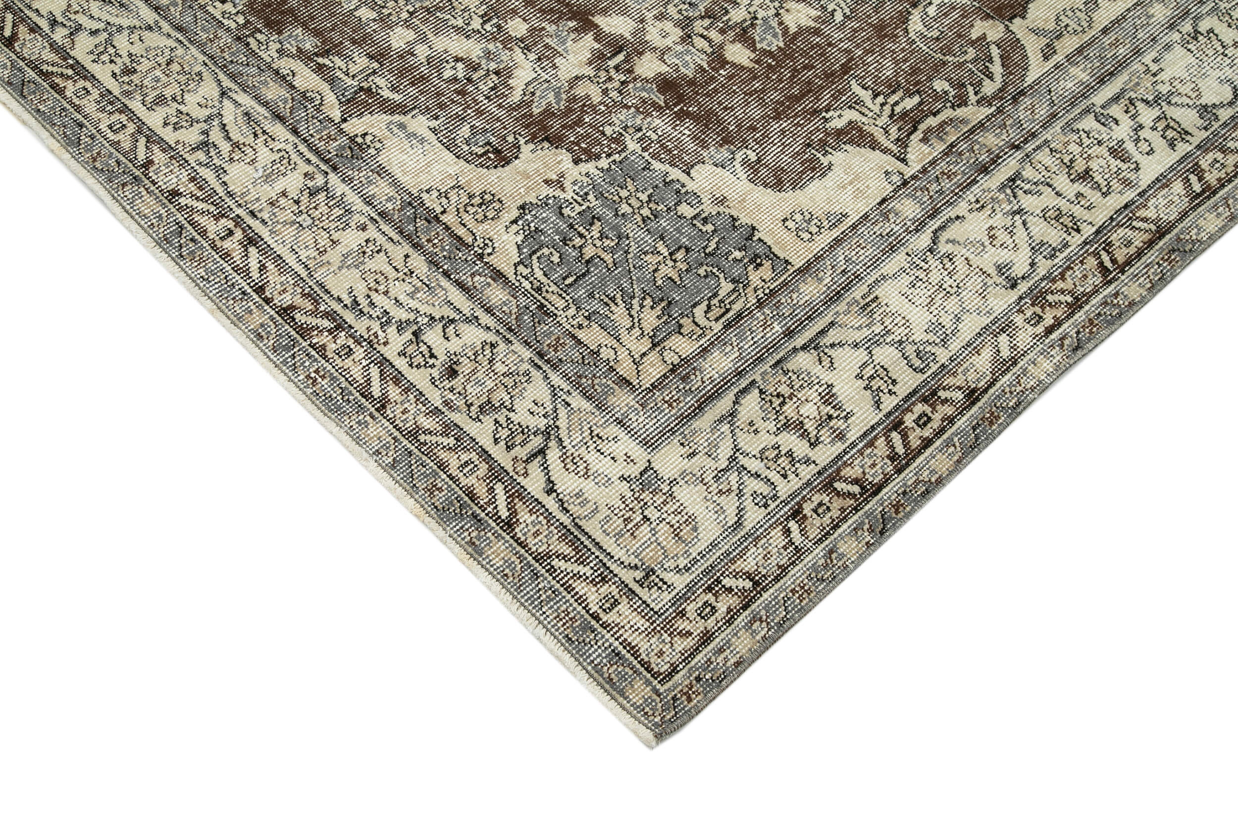 Handmade Wool Area Rug – Vintage Cotton Rug, Beige Wool Carpet 5'6''x9'1''