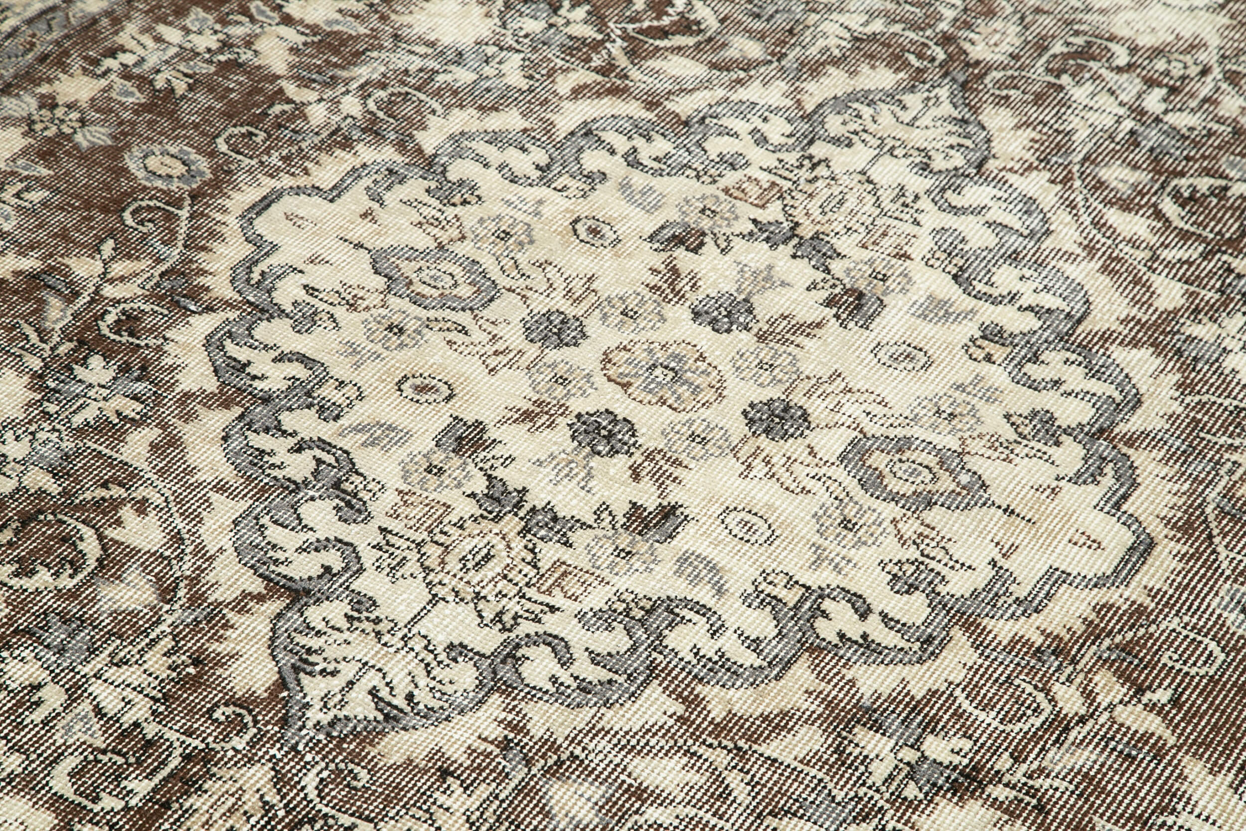 Handmade Wool Area Rug – Vintage Cotton Rug, Beige Wool Carpet 5'6''x9'1''
