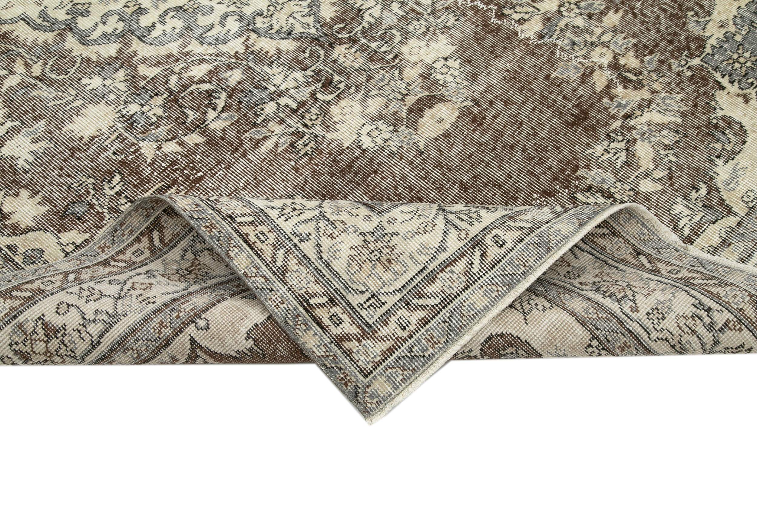 Handmade Wool Area Rug – Vintage Cotton Rug, Beige Wool Carpet 5'6''x9'1''