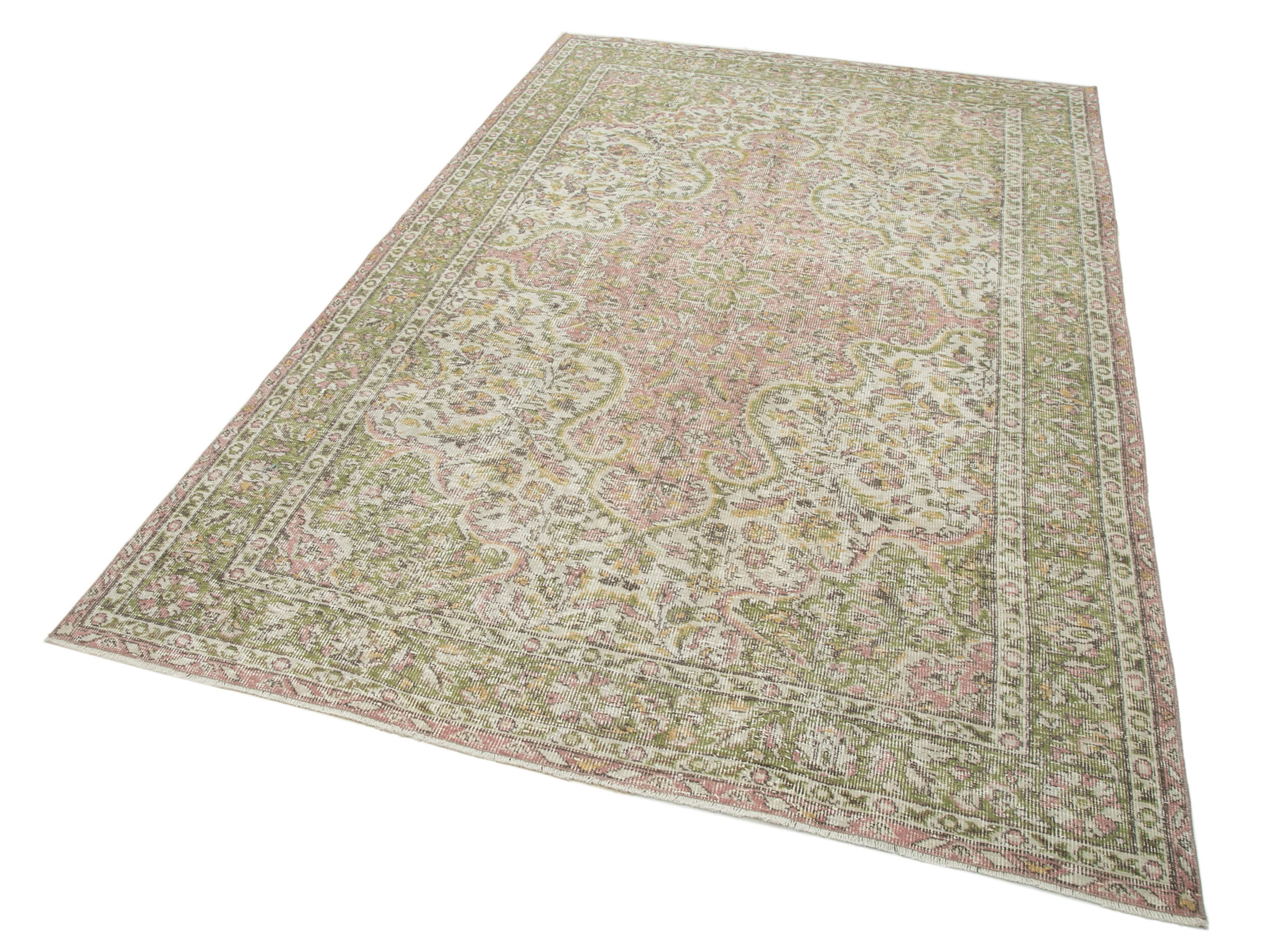 Vintage Area Rug – Handmade Wool Rug 5x8, Beige Cotton Wool Carpet