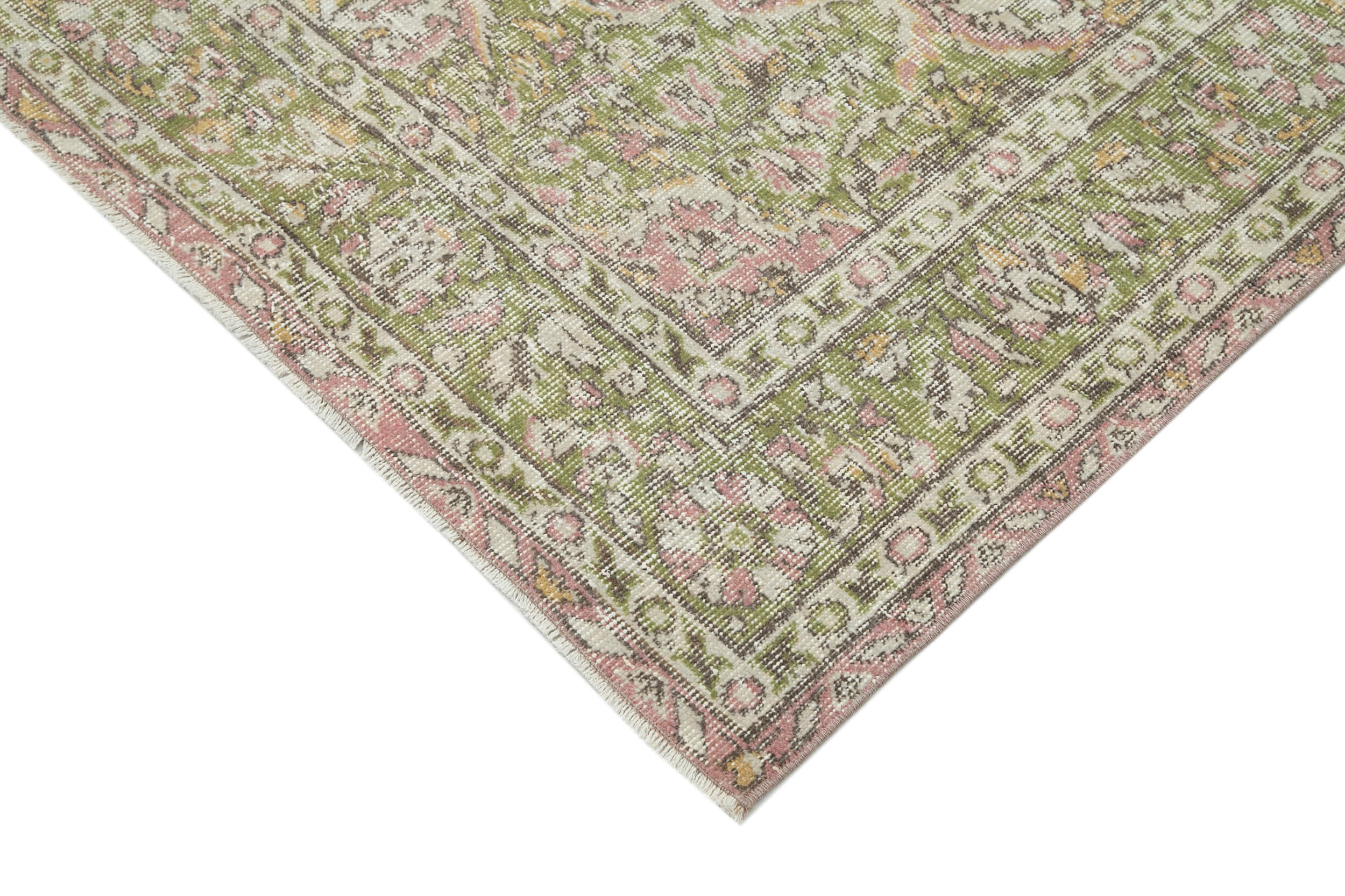 Vintage Area Rug – Handmade Wool Rug 5x8, Beige Cotton Wool Carpet