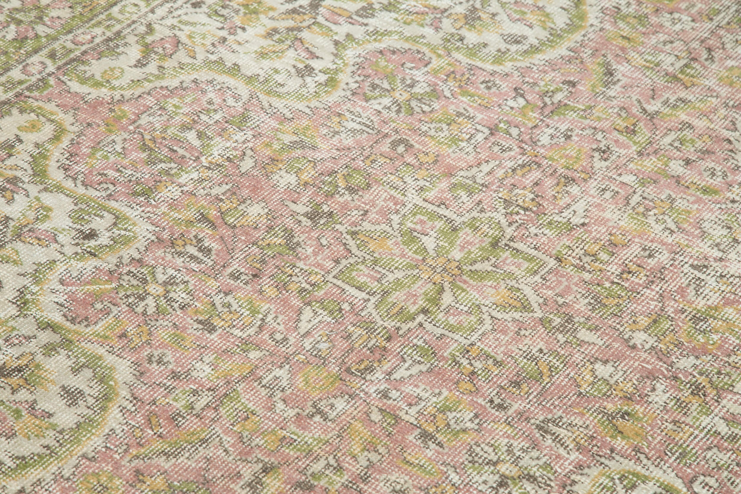 Vintage Area Rug – Handmade Wool Rug 5x8, Beige Cotton Wool Carpet