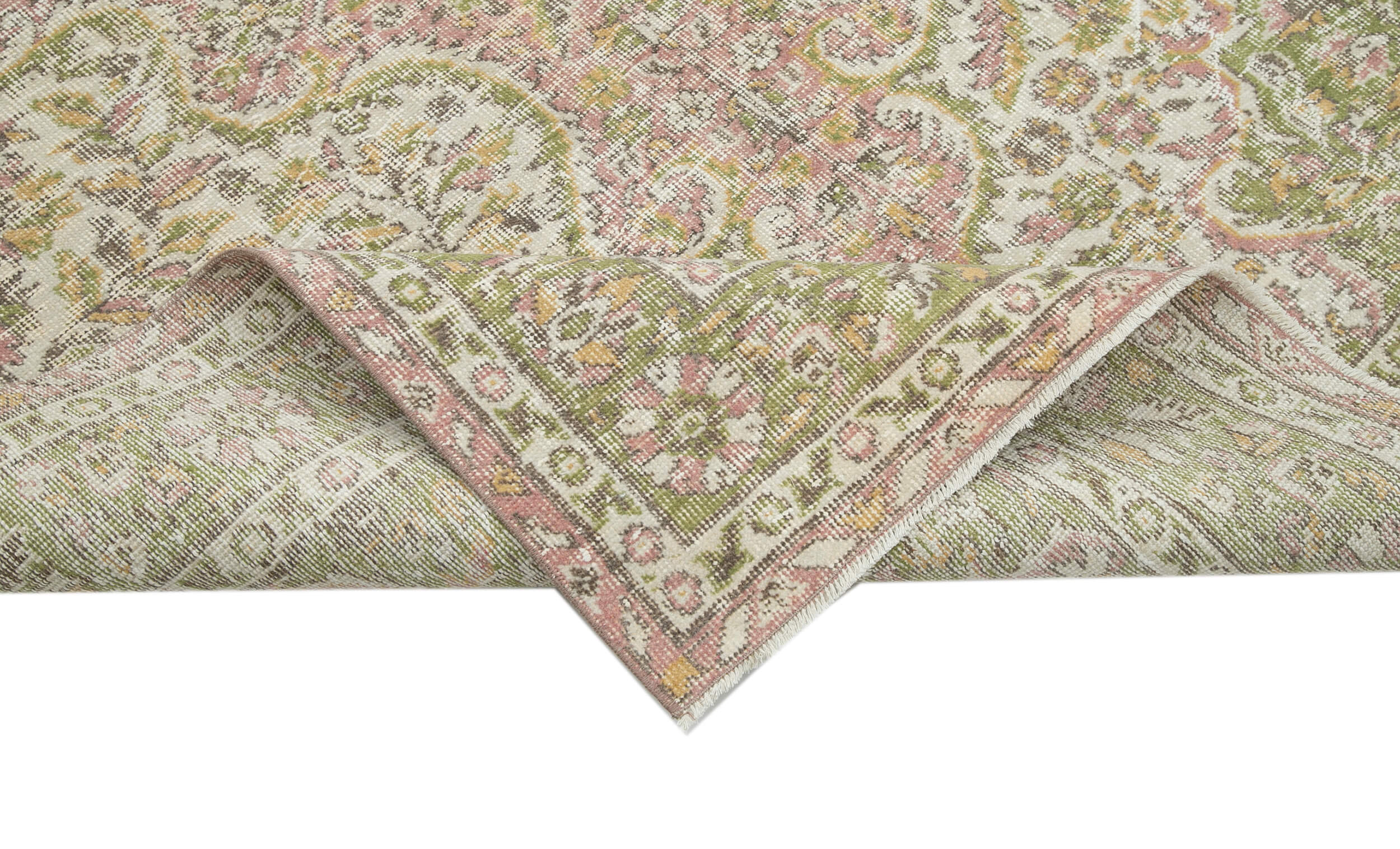 Vintage Area Rug – Handmade Wool Rug 5x8, Beige Cotton Wool Carpet