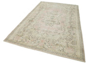 Handmade Wool Area Rug - Vintage Cotton Rug 6'0'' x 9'7'' Beige Wool Carpet