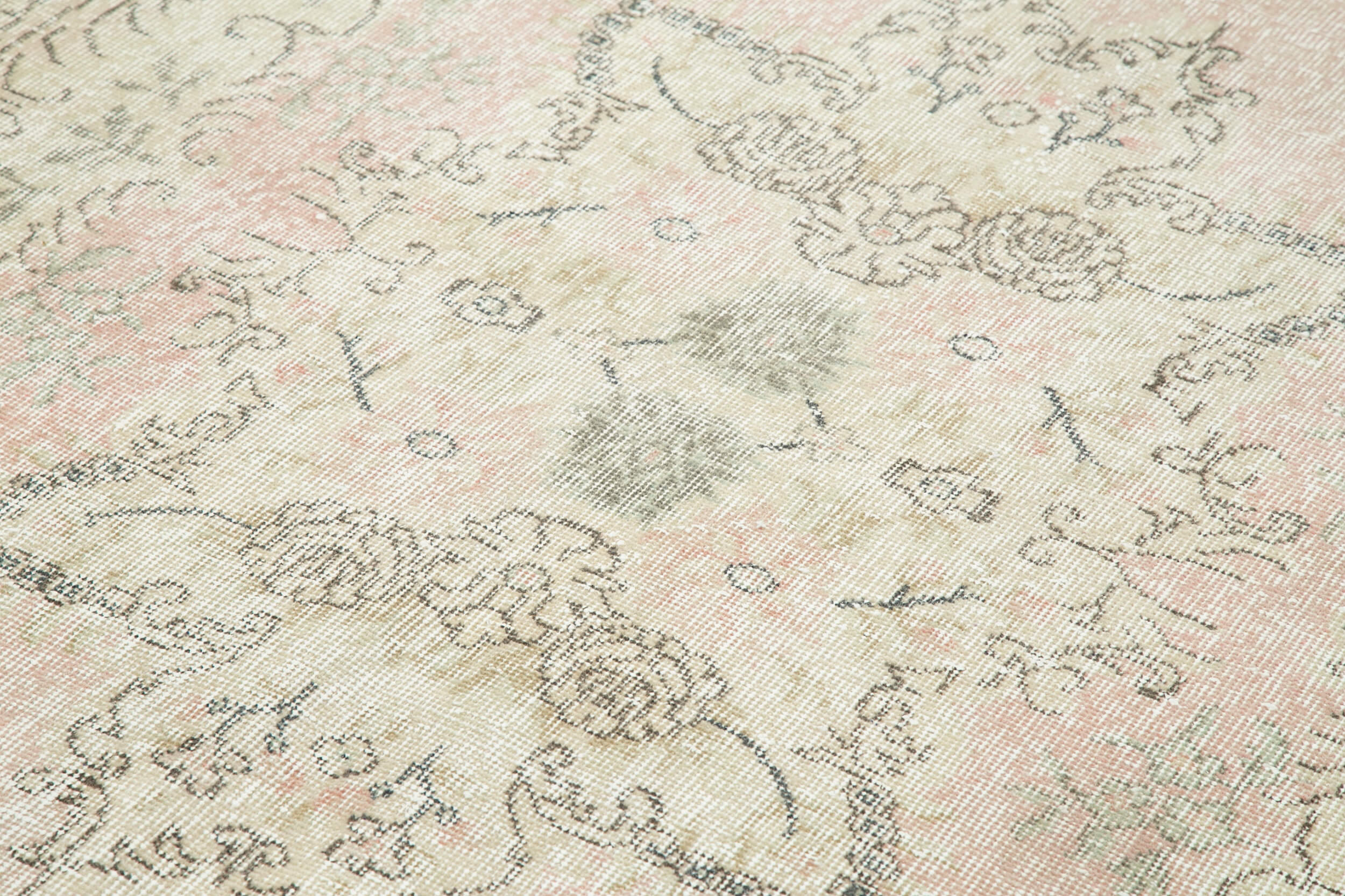 Handmade Wool Area Rug - Vintage Cotton Rug 6'0'' x 9'7'' Beige Wool Carpet