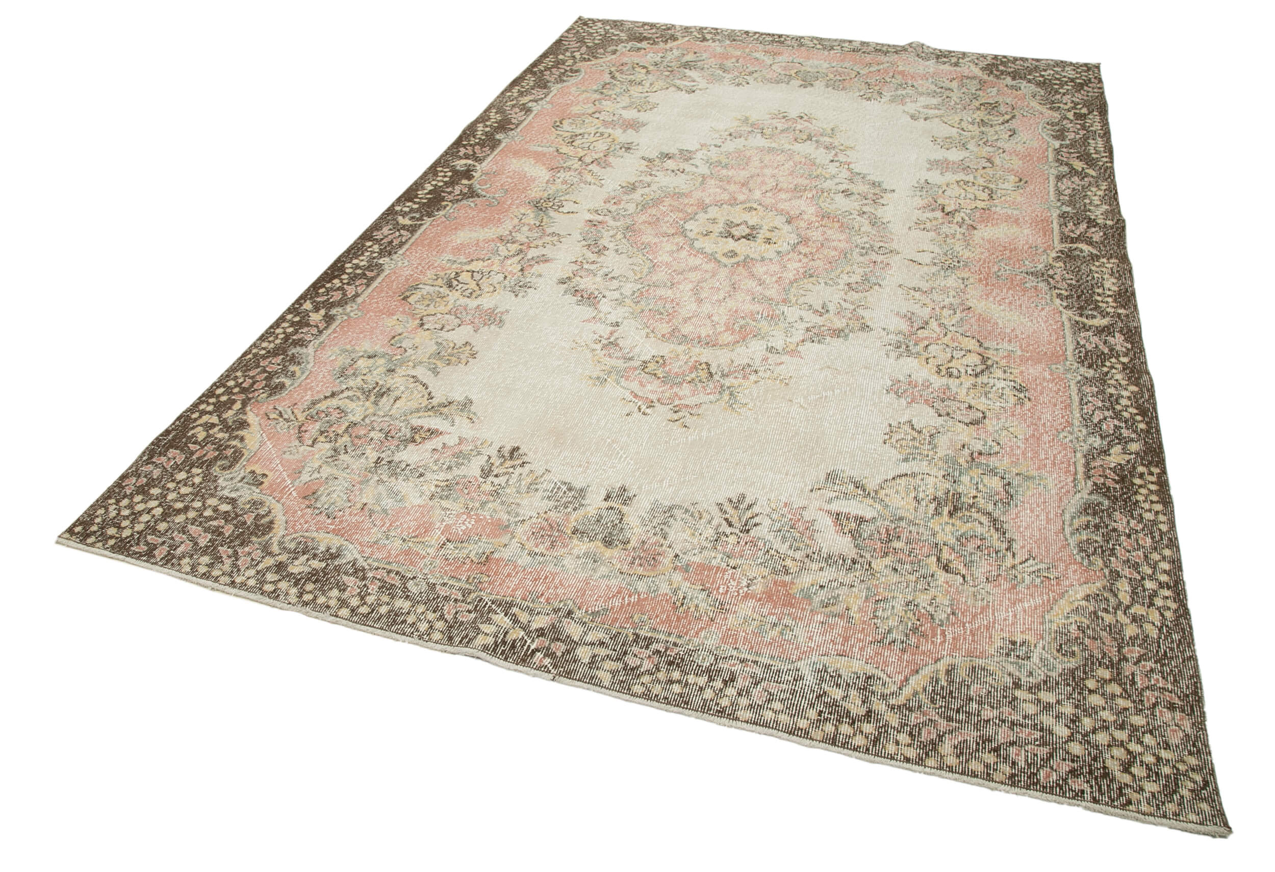 Handmade Wool Area Rug – Vintage Beige Cotton Wool Carpet 6'4''x9'11''
