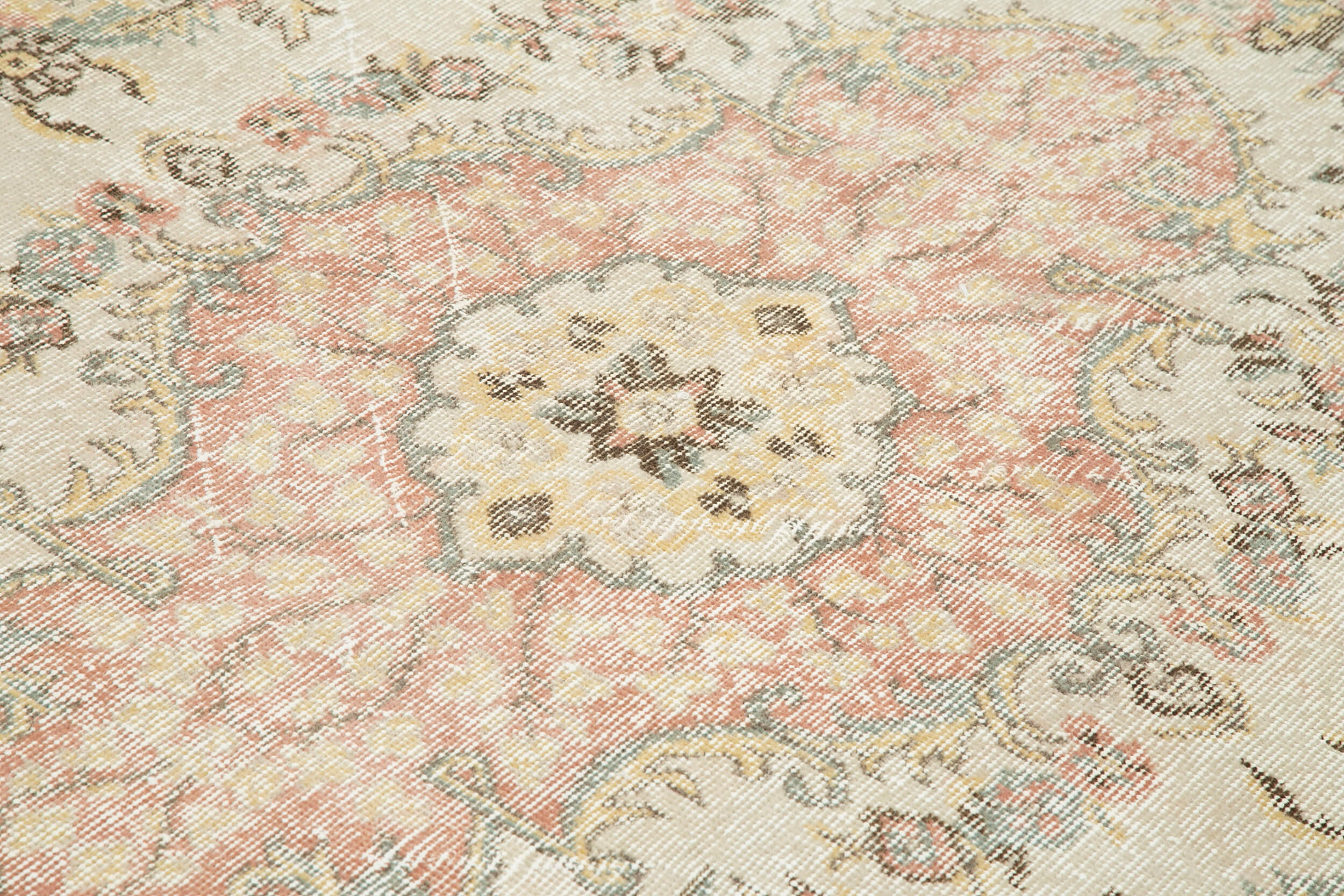 Handmade Wool Area Rug – Vintage Beige Cotton Wool Carpet 6'4''x9'11''