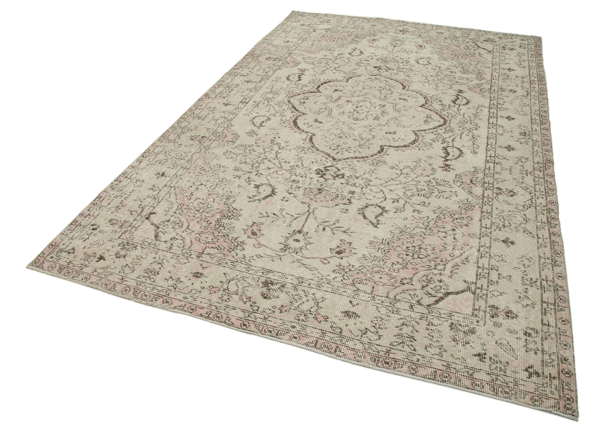 Vintage Wool Area Rug – Handmade Cotton Rug 6x10, Beige Vintage Carpet