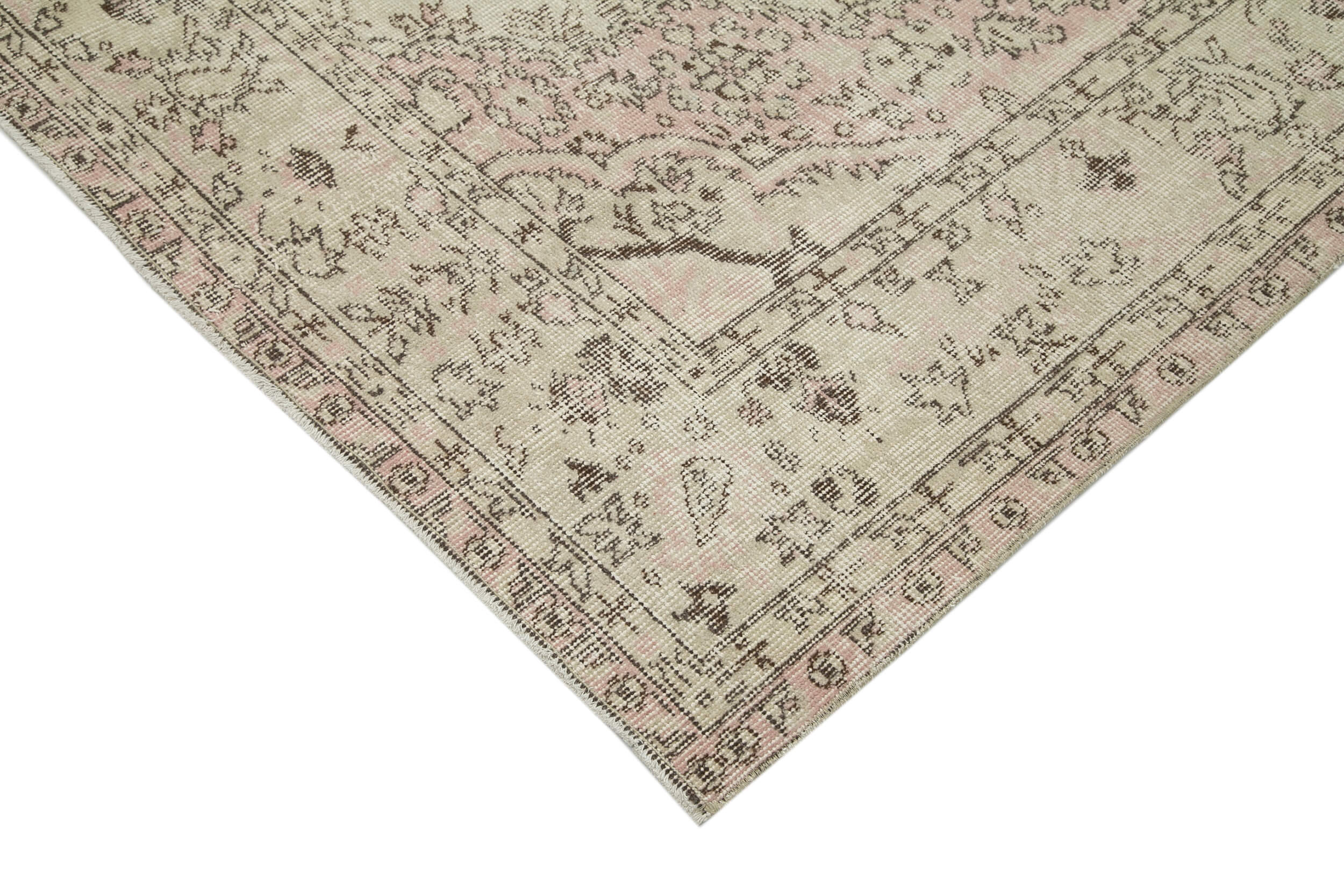 Vintage Wool Area Rug – Handmade Cotton Rug 6x10, Beige Vintage Carpet