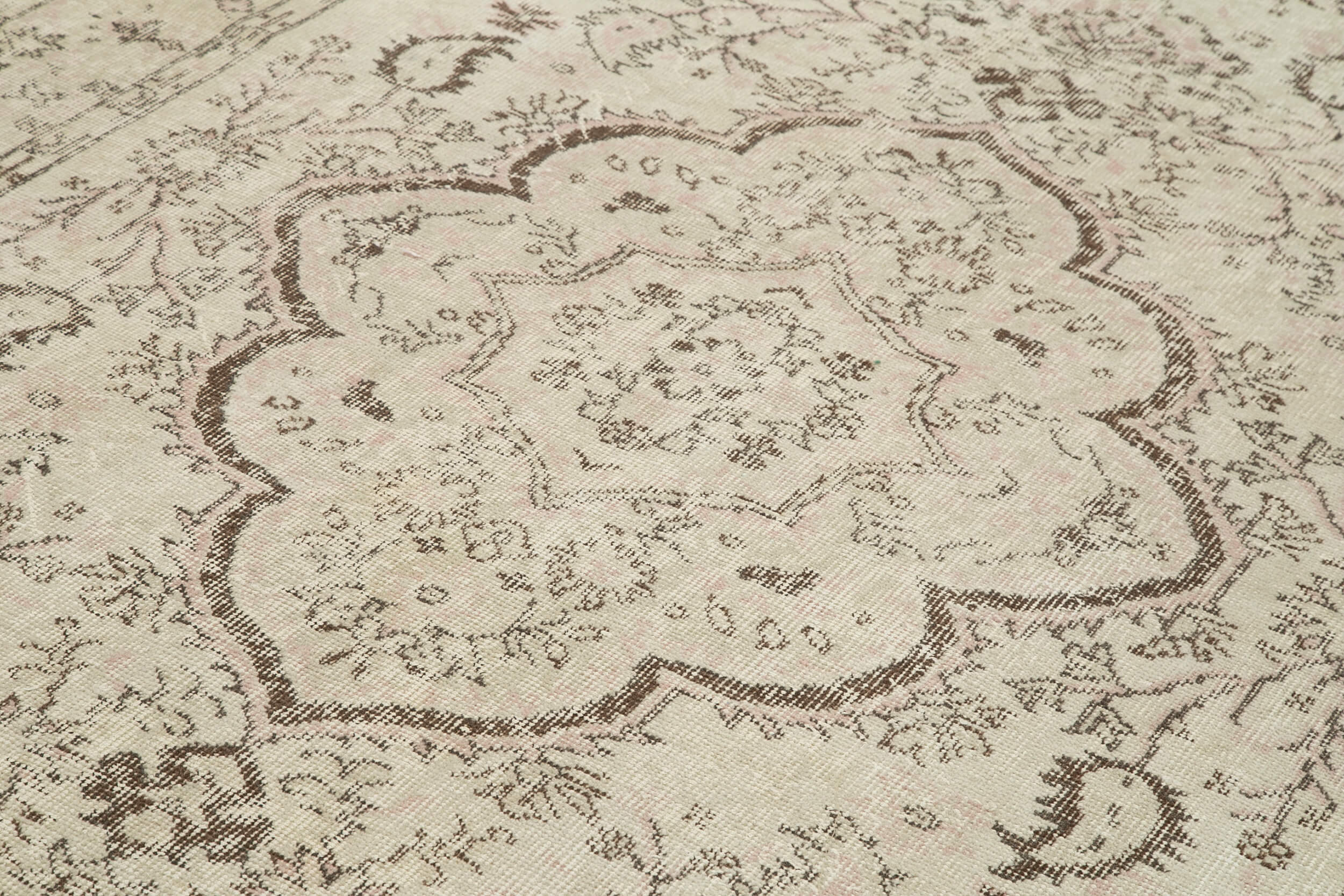 Vintage Wool Area Rug – Handmade Cotton Rug 6x10, Beige Vintage Carpet