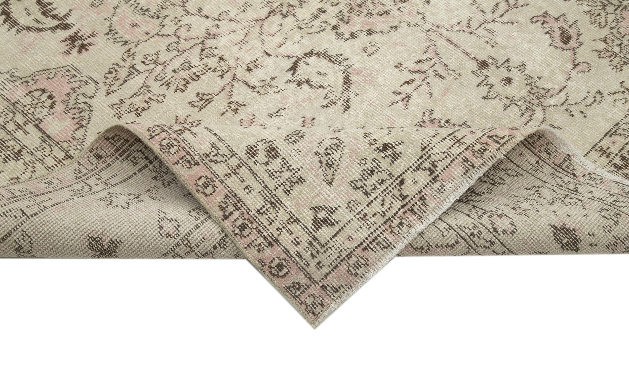 Vintage Wool Area Rug – Handmade Cotton Rug 6x10, Beige Vintage Carpet