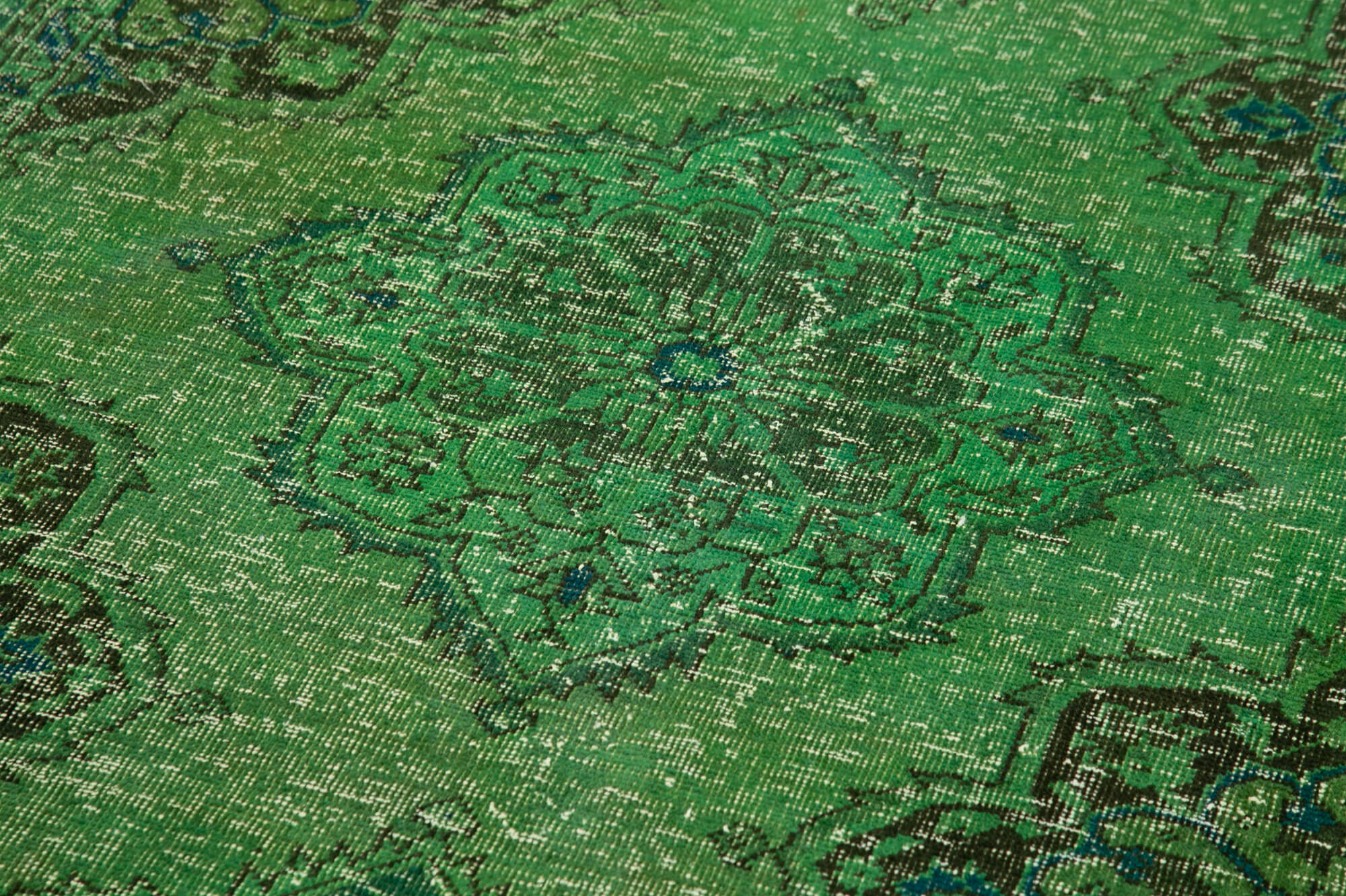 Handmade Wool Area Rug - Zile Green Vintage Cotton Rug 4'4'' x 12'8'' Classic Woven