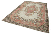 Handmade Wool Area Rug – Vintage Cotton Rug With Turkish Wool, Beige Neutral Color