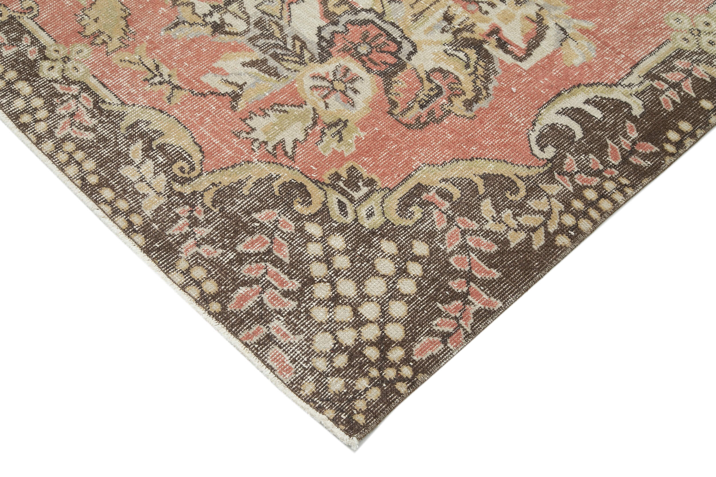 Handmade Wool Area Rug – Vintage Cotton Rug With Turkish Wool, Beige Neutral Color