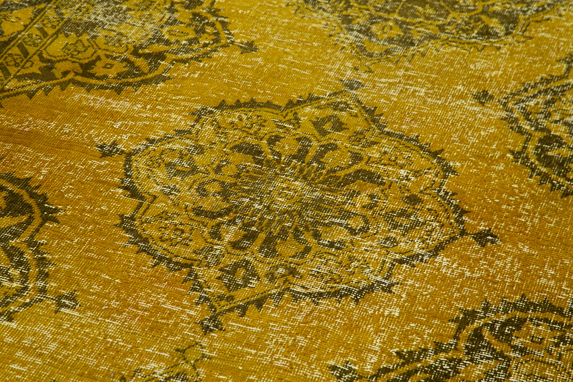 Vintage Wool Area Rug | Hand Knotted Carpet - Durable Wool Weave, Yellow Vintage Rug