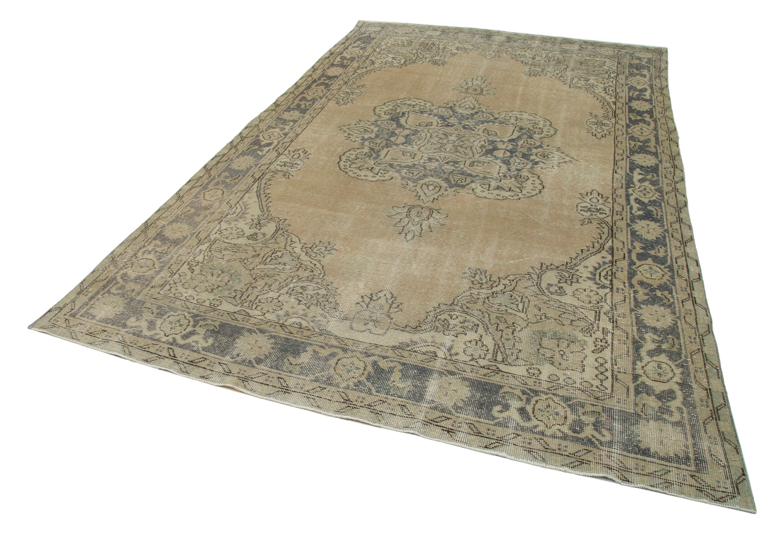 Handmade Wool Area Rug – Vintage Cotton Rug Beige 6'8''x10'4'' Durable Wool Carpet