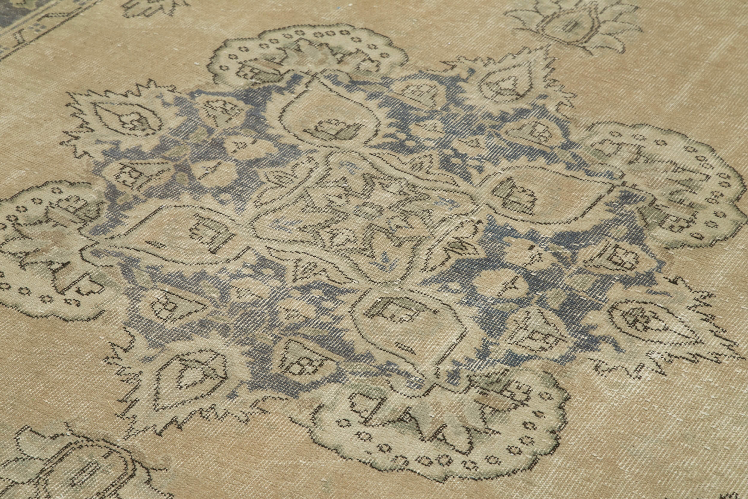 Handmade Wool Area Rug – Vintage Cotton Rug Beige 6'8''x10'4'' Durable Wool Carpet