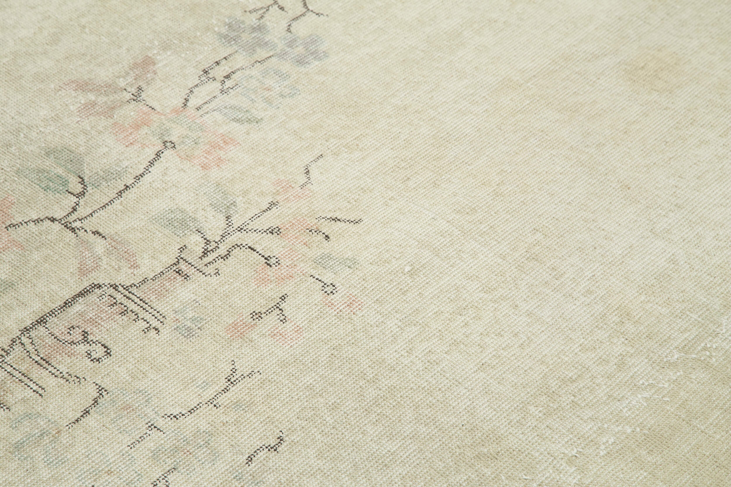 Handmade Area Rug – Vintage Cotton Wool Turkish Hand Knotted Neutral Beige Carpet 6'8''x10'2''