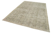 Handmade Wool Area Rug – Vintage Cotton Rug 6'10''x10' Beige Bohemian Style