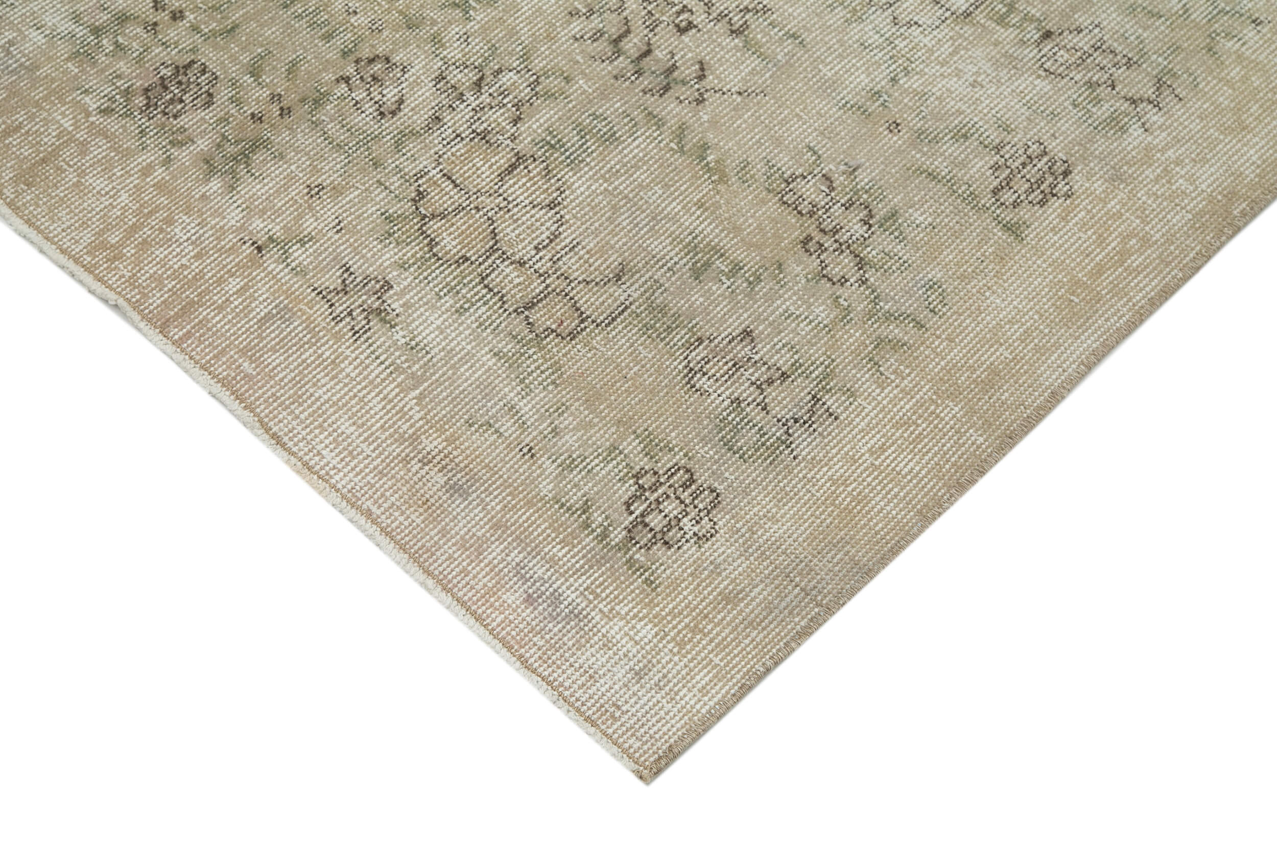 Handmade Wool Area Rug – Vintage Cotton Rug 6'10''x10' Beige Bohemian Style