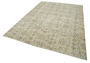 Handmade Wool Area Rug – Vintage Cotton Rug 7'0''x9'10'' Beige Bohemian Style