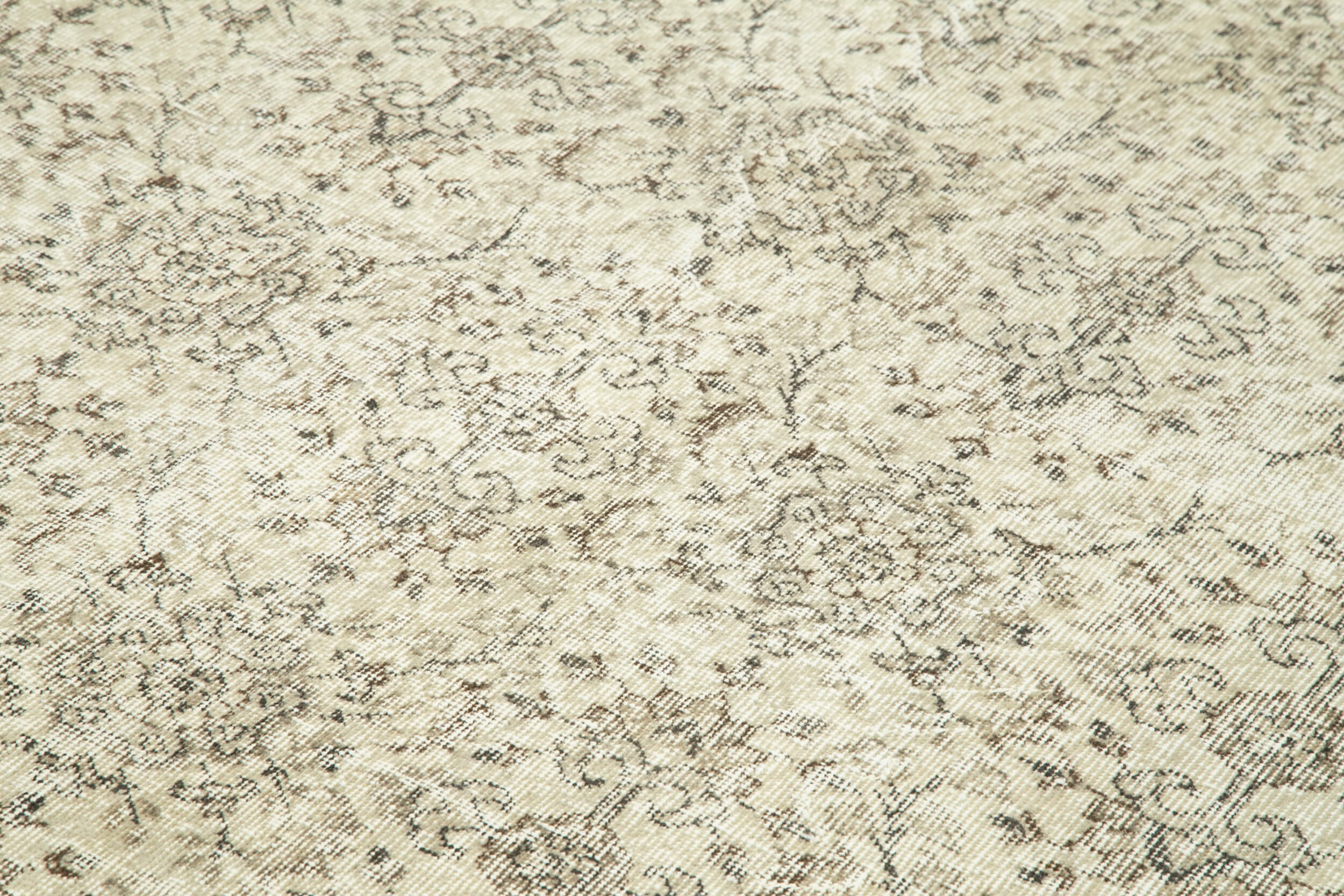 Handmade Wool Area Rug – Vintage Cotton Rug 7'0''x9'10'' Beige Bohemian Style
