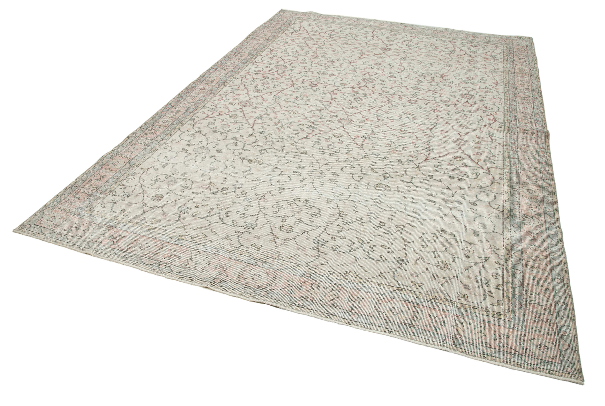 Handmade Wool Area Rug – Vintage Cotton Rug Beige Wool Carpet 7'x10'2''