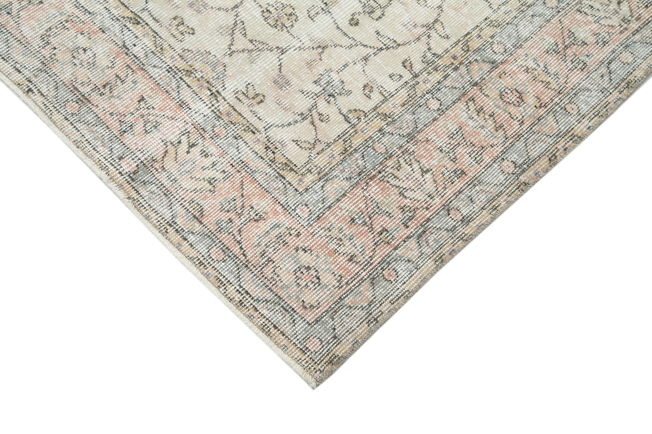 Handmade Wool Area Rug – Vintage Cotton Rug Beige Wool Carpet 7'x10'2''