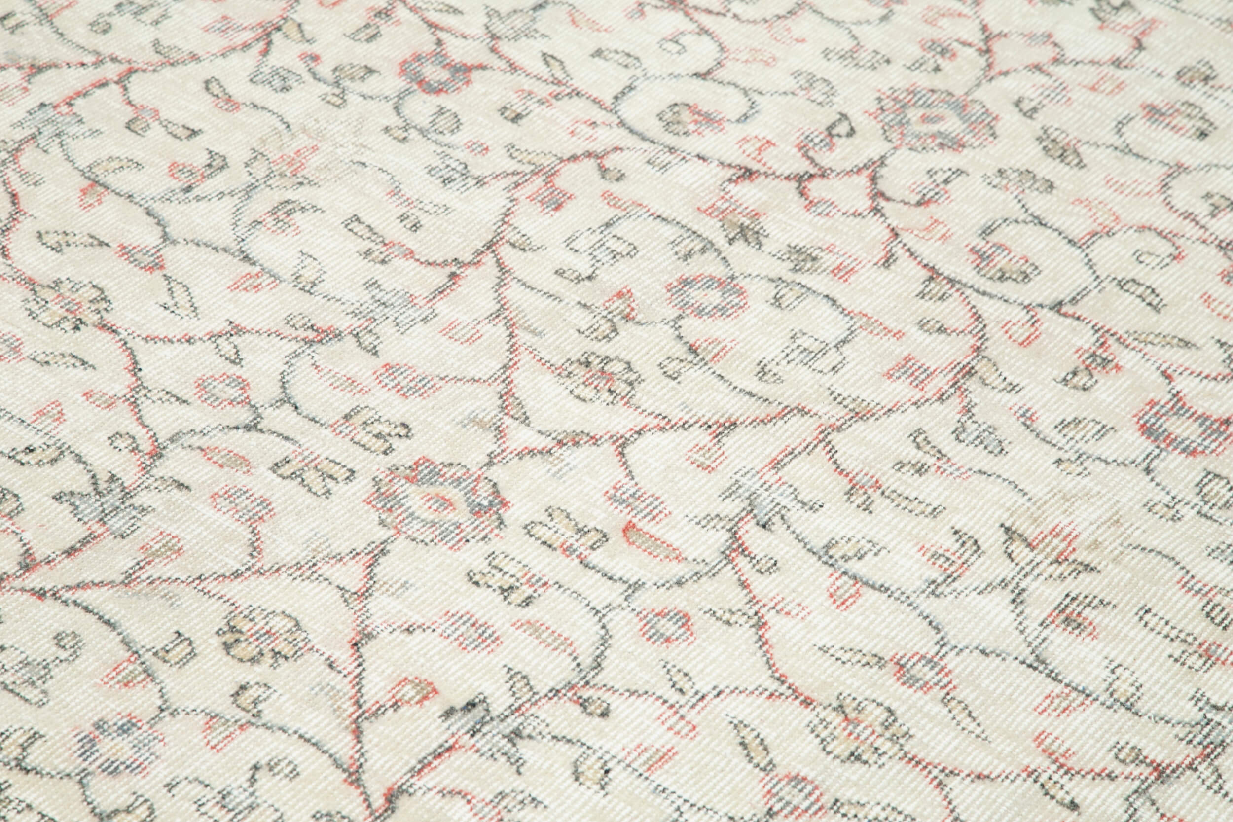 Handmade Wool Area Rug – Vintage Cotton Rug Beige Wool Carpet 7'x10'2''