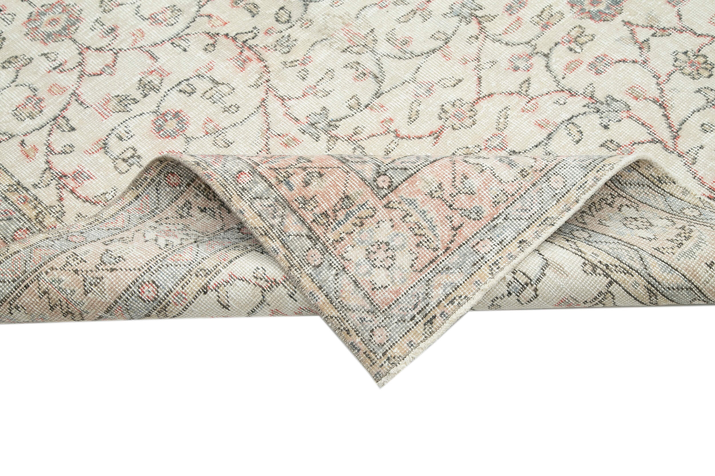 Handmade Wool Area Rug – Vintage Cotton Rug Beige Wool Carpet 7'x10'2''