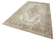 Handmade Wool Area Rug - Vintage Cotton Rug | Beige Wool Carpet 6'6"x10'7"