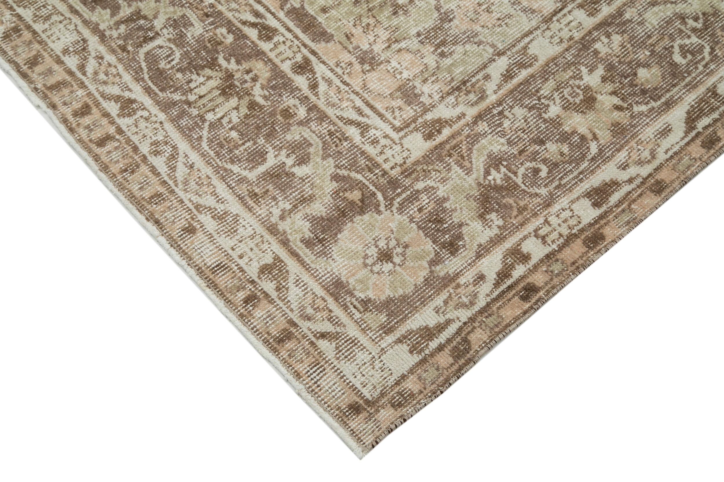 Handmade Wool Area Rug - Vintage Cotton Rug | Beige Wool Carpet 6'6"x10'7"