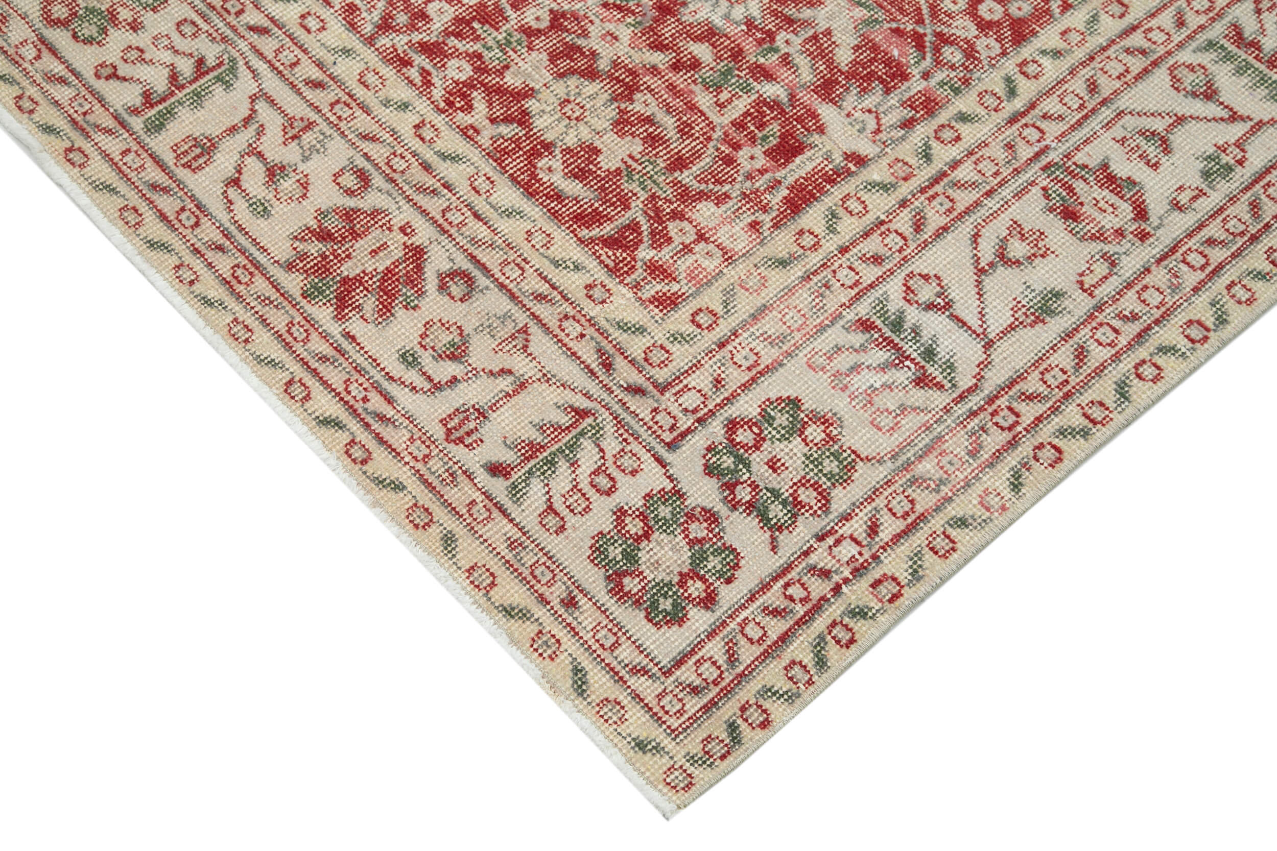 Vintage Wool Area Rug - Handmade Cotton Rug, Beige Vintage Carpet 6'6''x10'8''