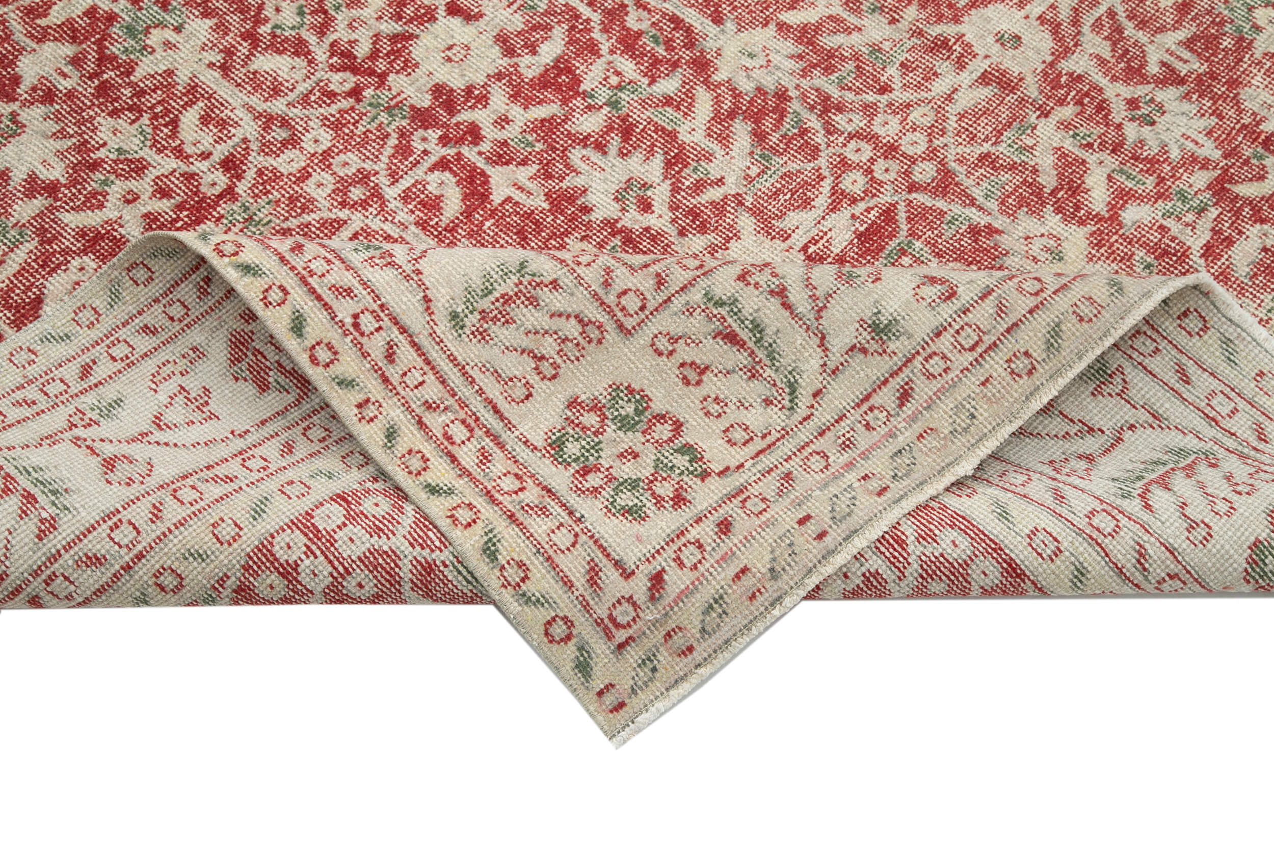 Vintage Wool Area Rug - Handmade Cotton Rug, Beige Vintage Carpet 6'6''x10'8''