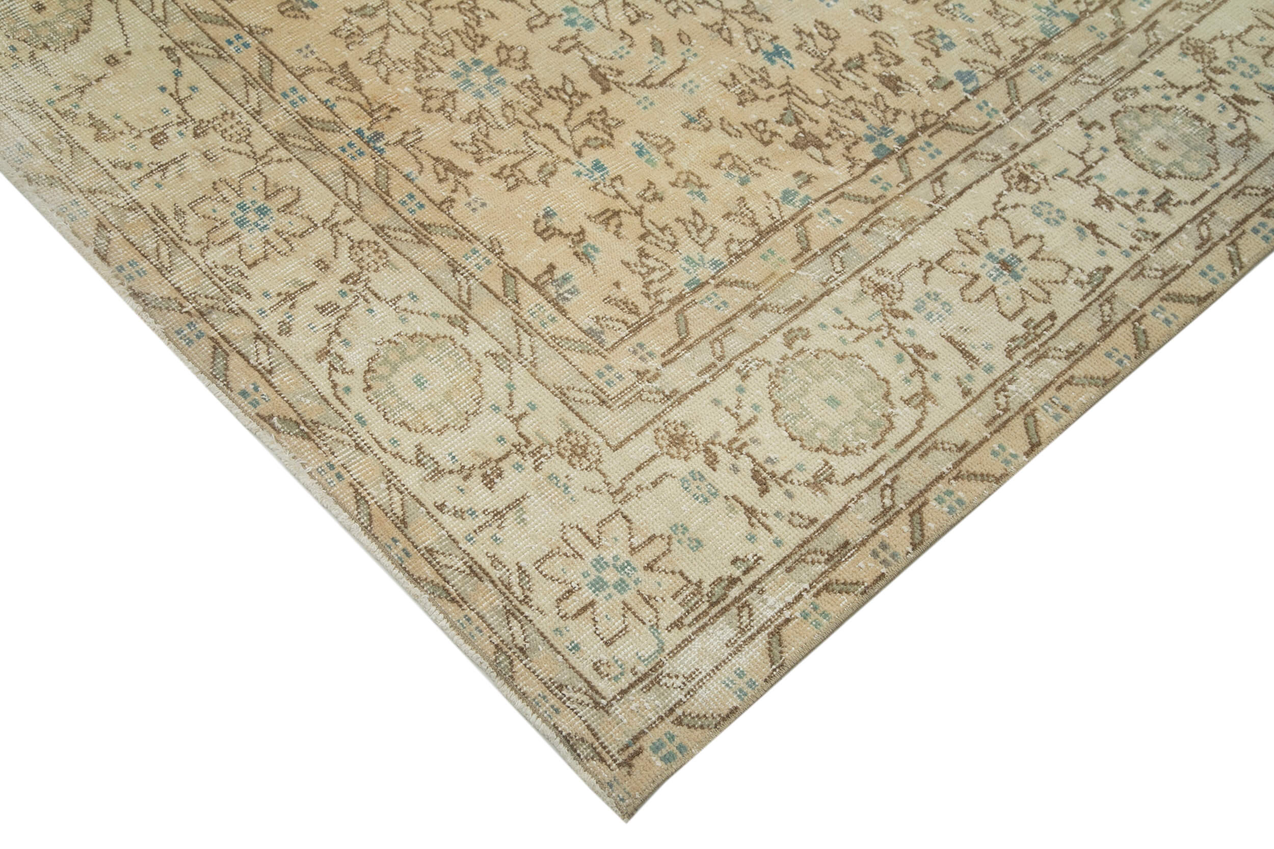 Handmade Vintage Area Rug – Neutral Beige Wool Cotton Turkish Carpet 6'9''x10'2''