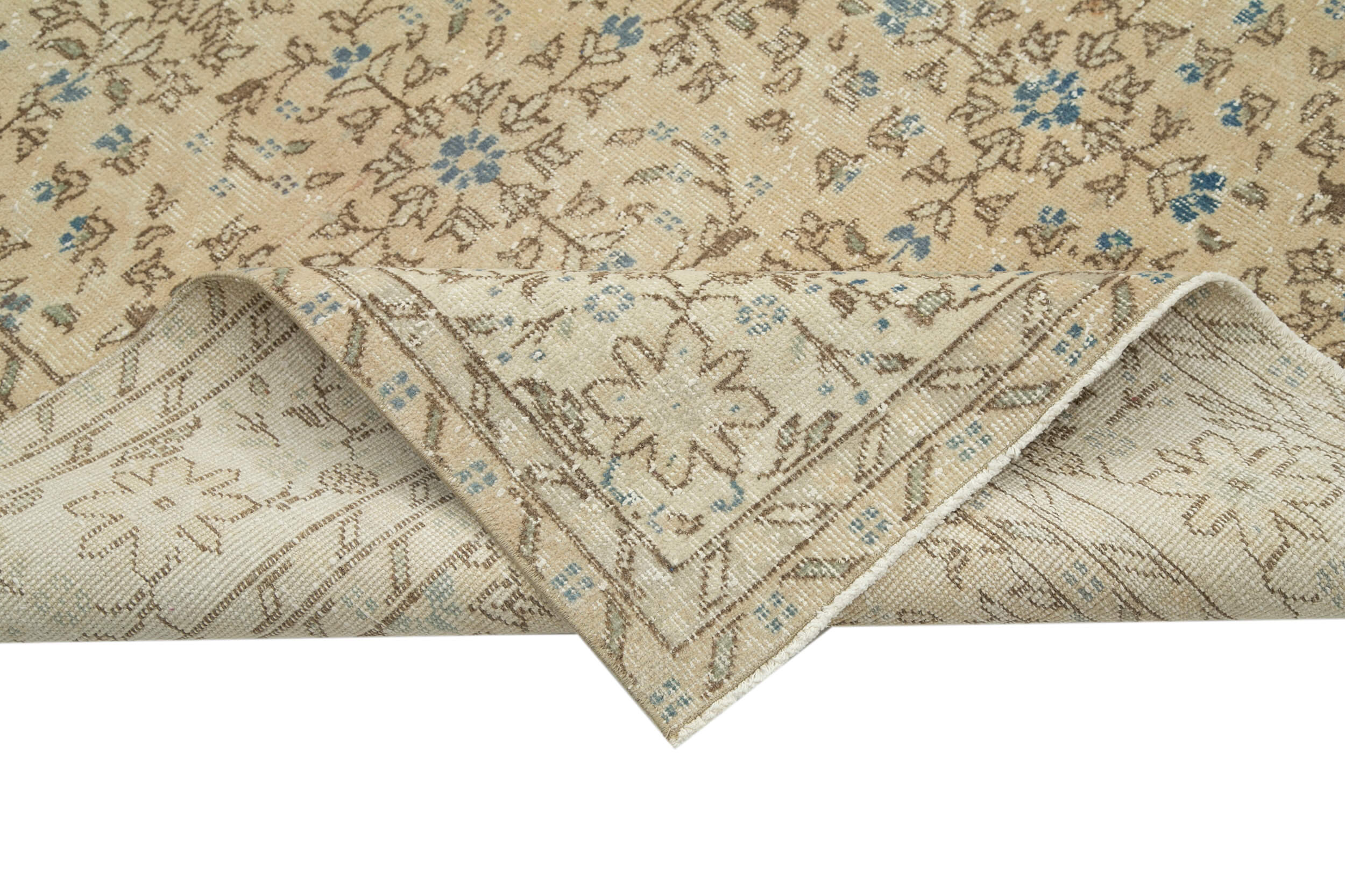 Handmade Vintage Area Rug – Neutral Beige Wool Cotton Turkish Carpet 6'9''x10'2''