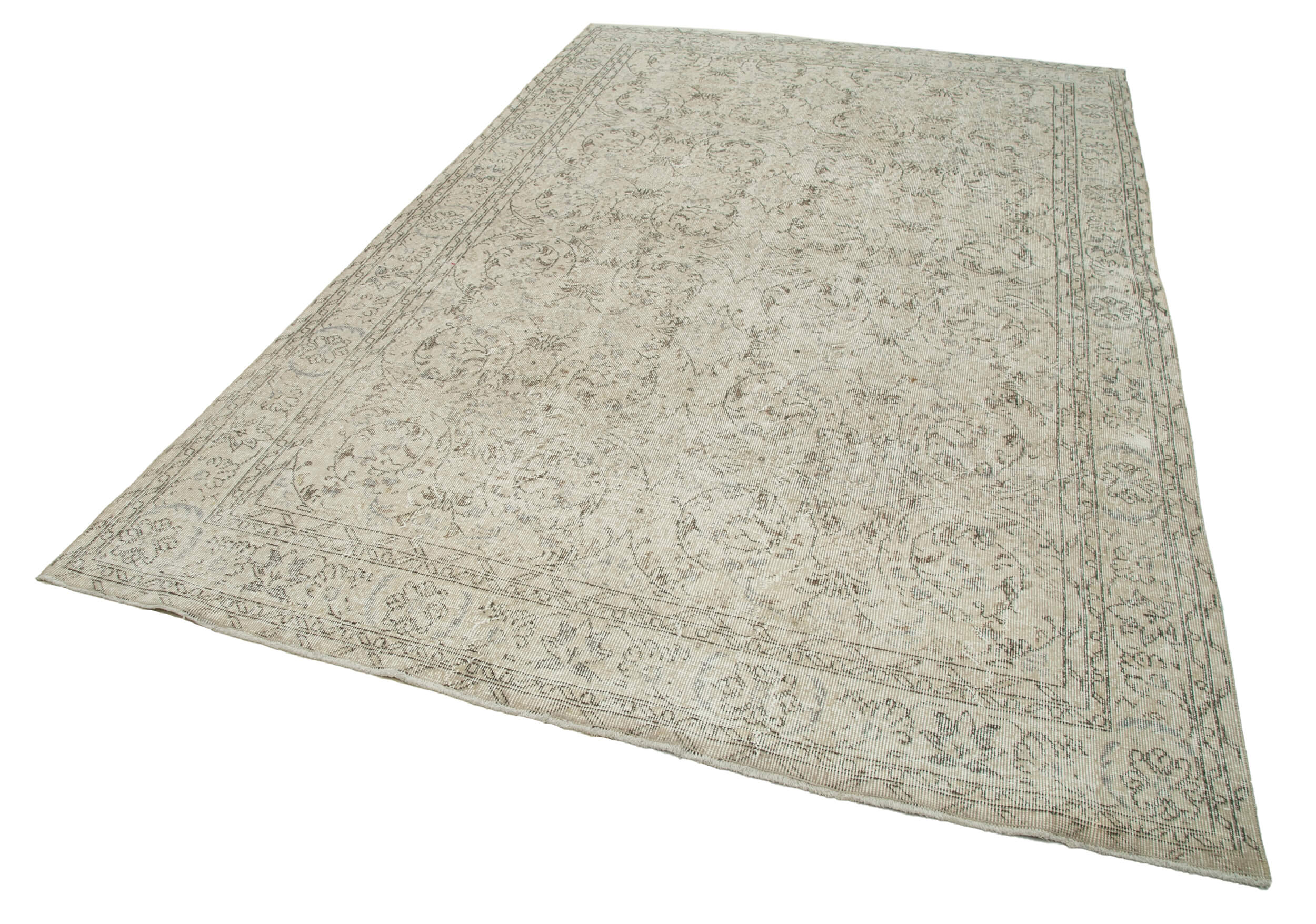Handmade Vintage Area Rug – Beige Wool Carpet 6'6'' x 10'4'' | Turkish Hand Knotted