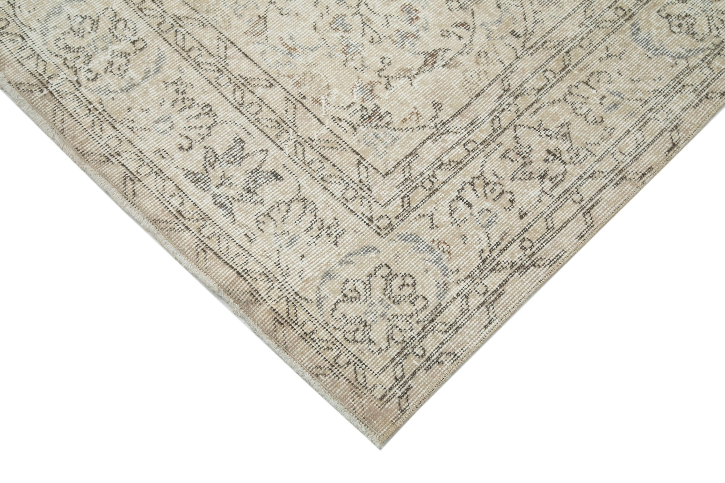 Handmade Vintage Area Rug – Beige Wool Carpet 6'6'' x 10'4'' | Turkish Hand Knotted