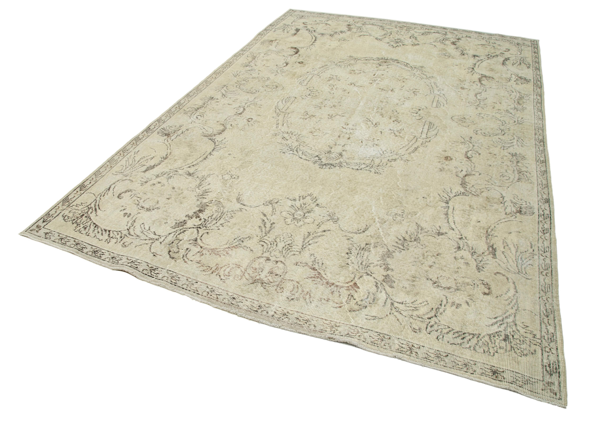 Handmade Wool Area Rug – Vintage Cotton Rug | Neutral Beige, Durable Cotton Weave